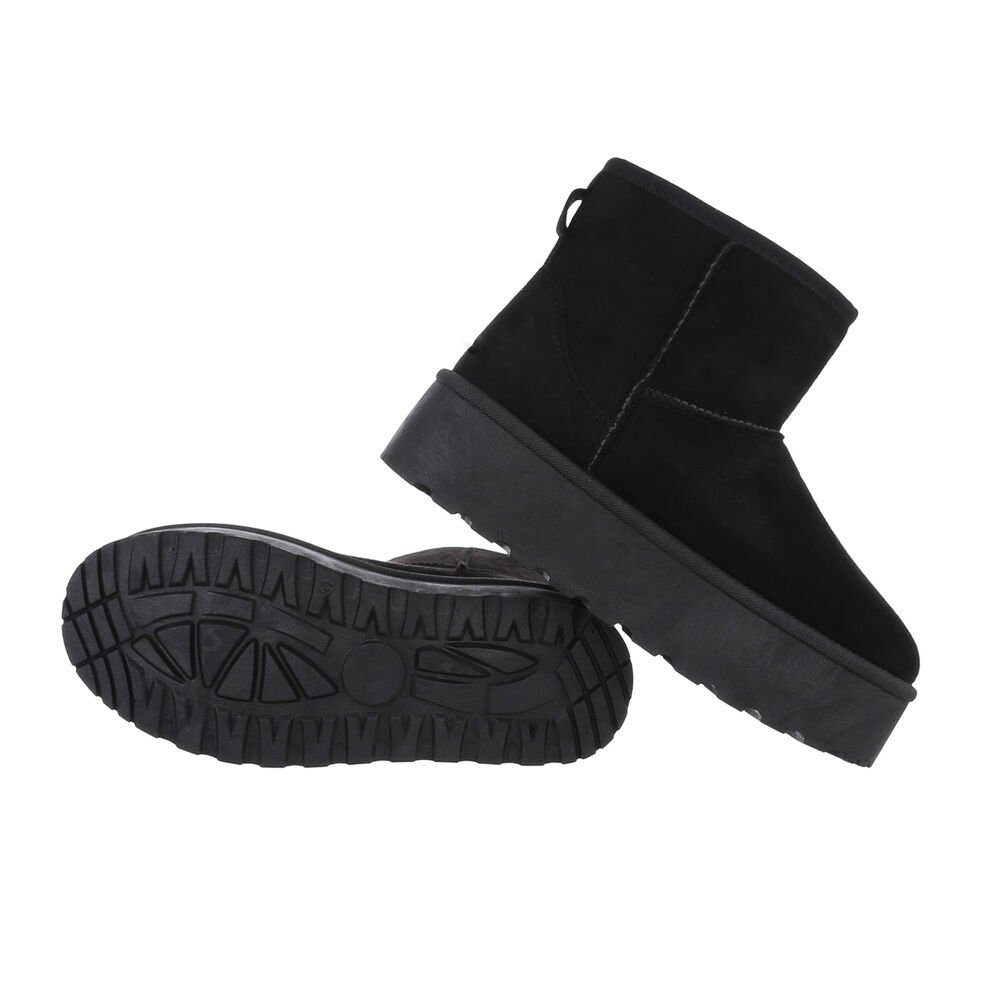 Ital-Design Bequemer Schaftschuh für Damen – stilvoll und warm Snowboots (84206800) Flach Plateaustiefeletten in Schwarz