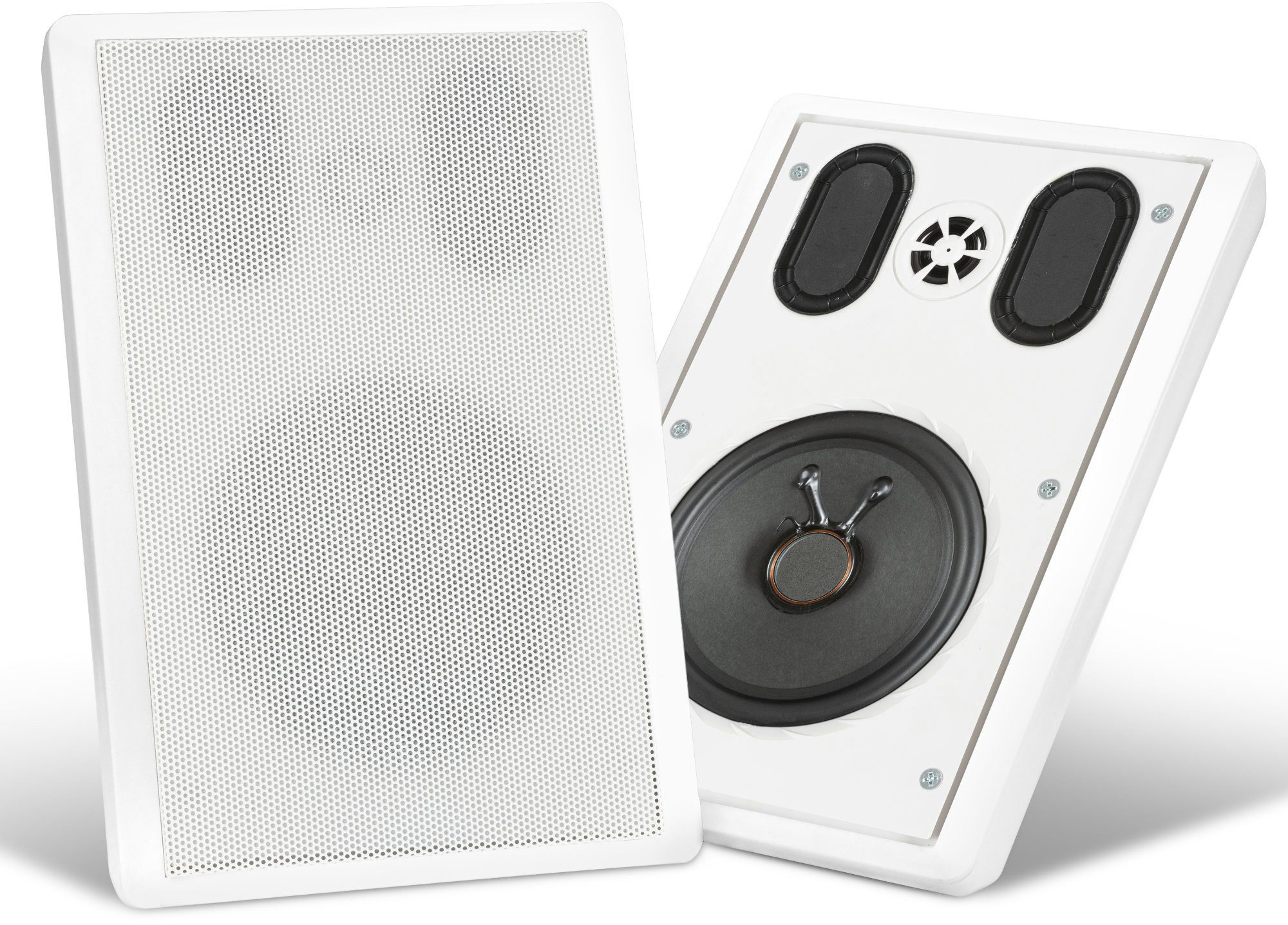 Pronomic FLS-540E WH Paar Flatpanel Wandlautsprecher Box weiß - Slim Design Lautsprecher 2 Wege (30 W, HiFi Flachlautsprecher, 5,25"/133 mm Woofer, 1,2"/30,5 mm Tweeter)