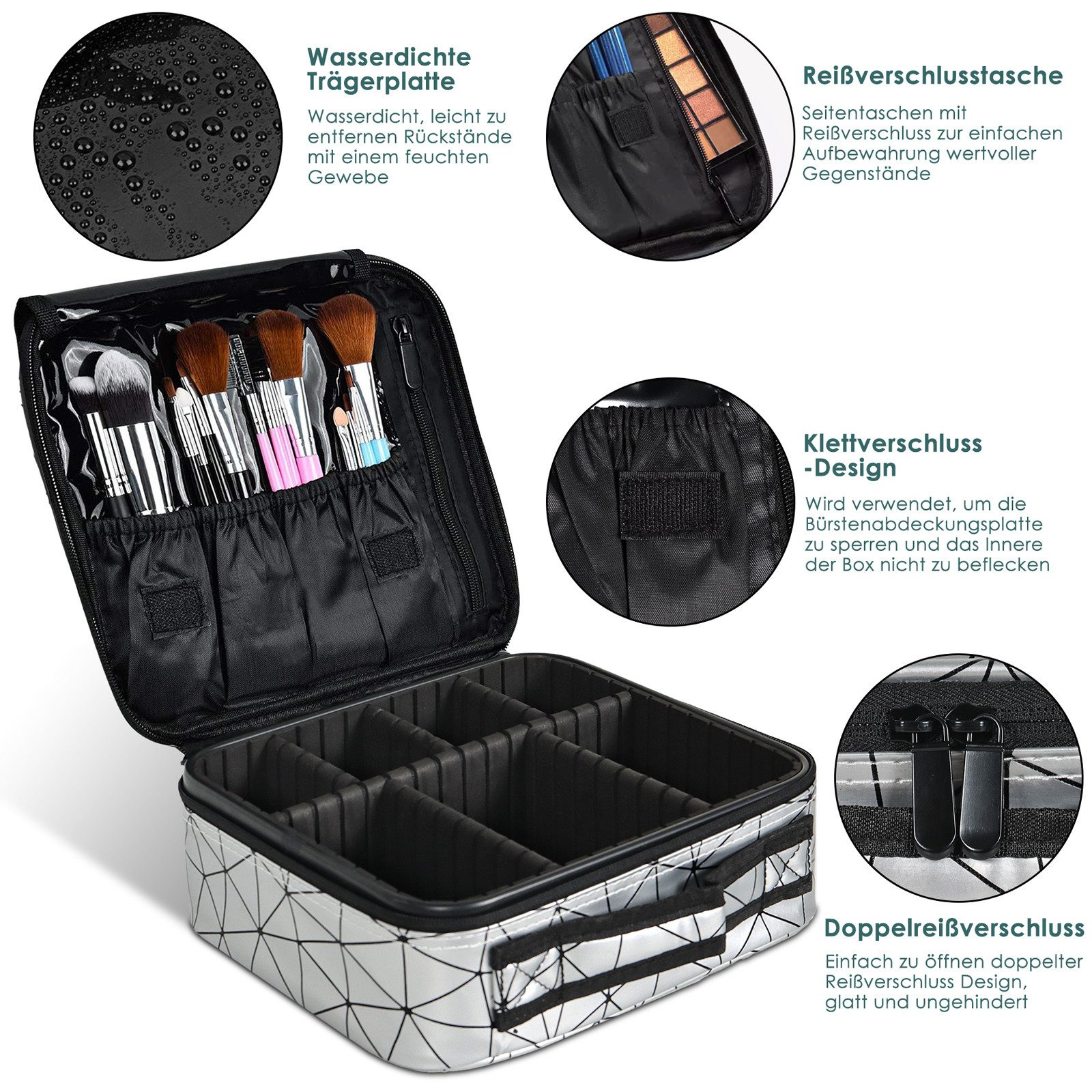 CALIYO Kosmetiktasche Portable Reise Make Up Tasche, Professionelle MakeUp Organizer Tasche, Schmink Aufbewahrung Kosmetische Wasserdicht mit Einstellbaren Teil – Bild 5 von 5