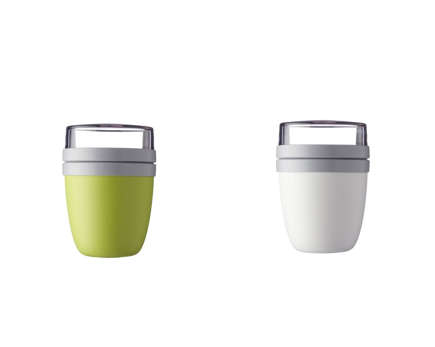 Mepal Lunchbox Lunchpot Ellipse 2-er Set Lunchbox Essensbehälter (Lime und weiß)