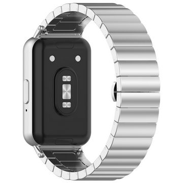 Wigento Smartwatch-Armband Für Samsung Galaxy Fit 3 One Bead Edelstahl Metall Arm Band Silber