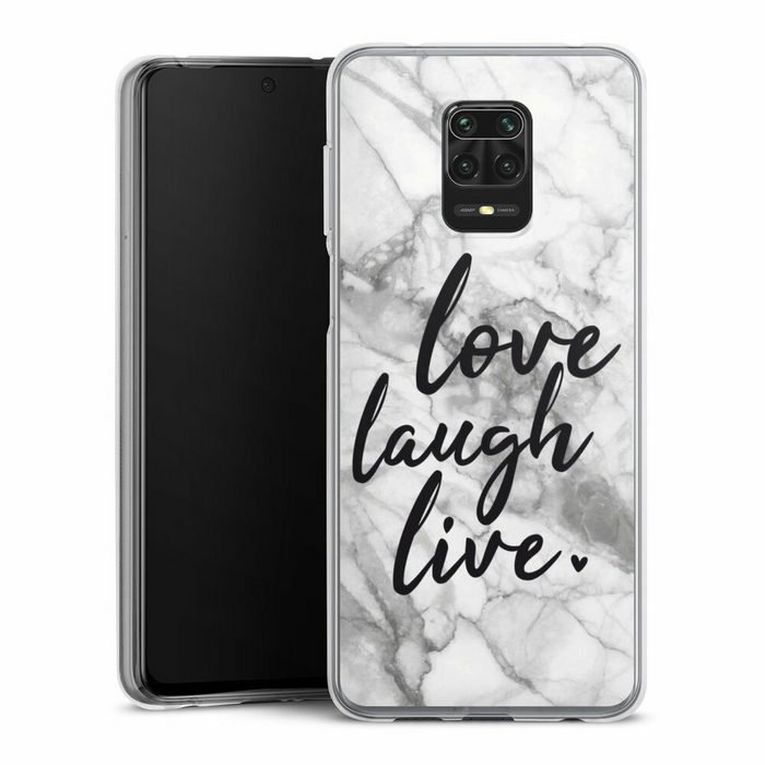 DeinDesign Handyhülle Marmor Sprüche Liebe Love Laugh Live Marmor Xiaomi Redmi Note 9 Pro Silikon Hülle Bumper Case Handy Schutzhülle