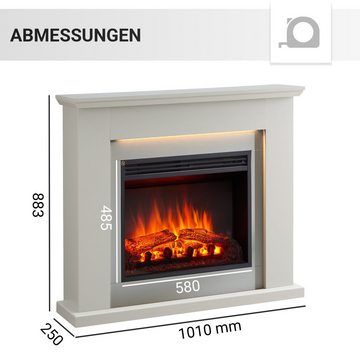 CrownFlame Elektrokamin Hektor, Standkamin mit Heizung 2000W, Heizung, LED-Beleuchtung, 3D-Flammeneffekt & Fernbedienung