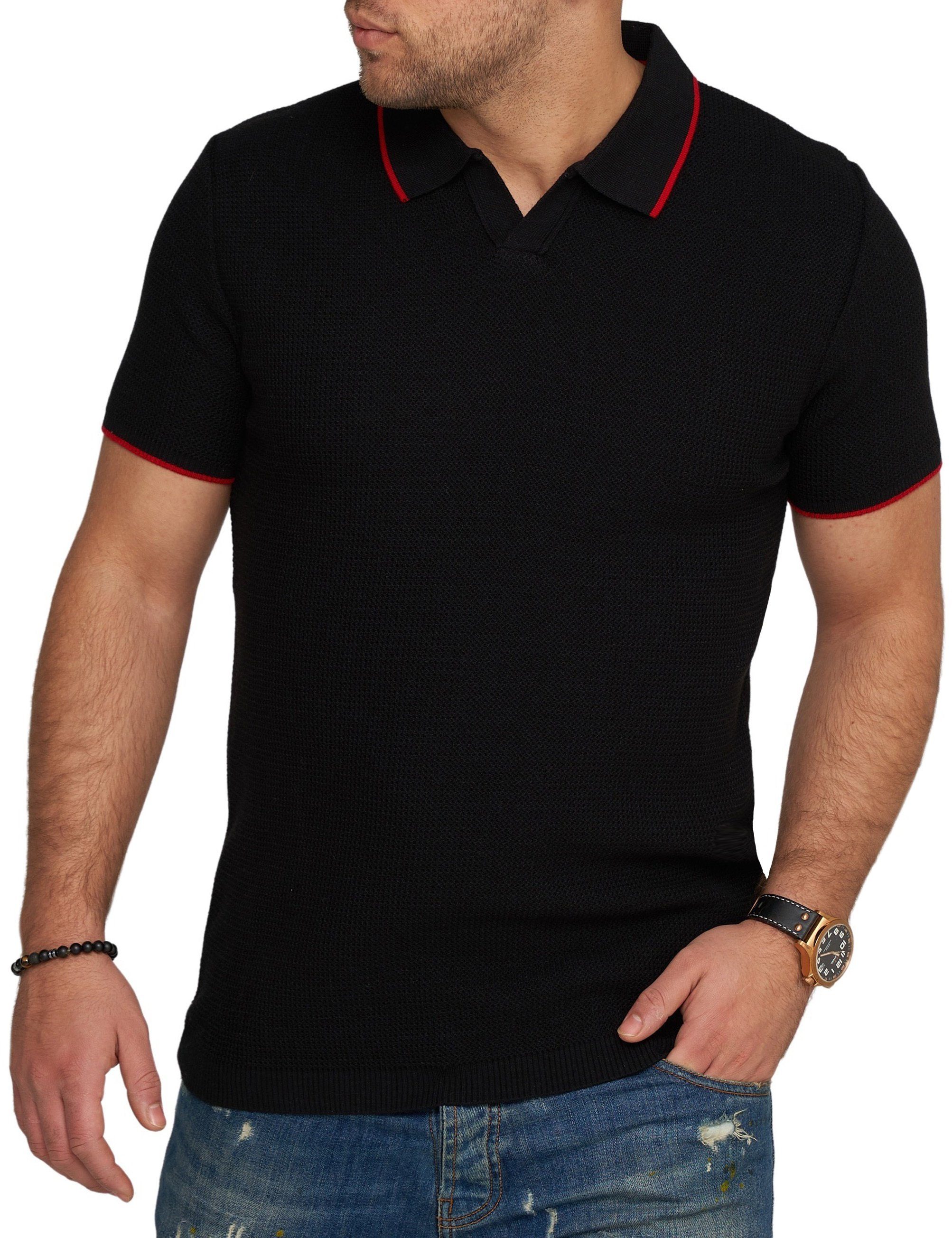 CARISMA Poloshirt CRCANOAS Strick Kurzarm Polo T-Shirt Schwarz