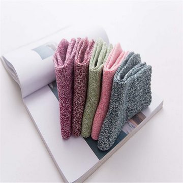 KIKI ABS-Socken 5 Paar Wollsocken, Warme Wintersocken Damen, Dicke Stricksocken