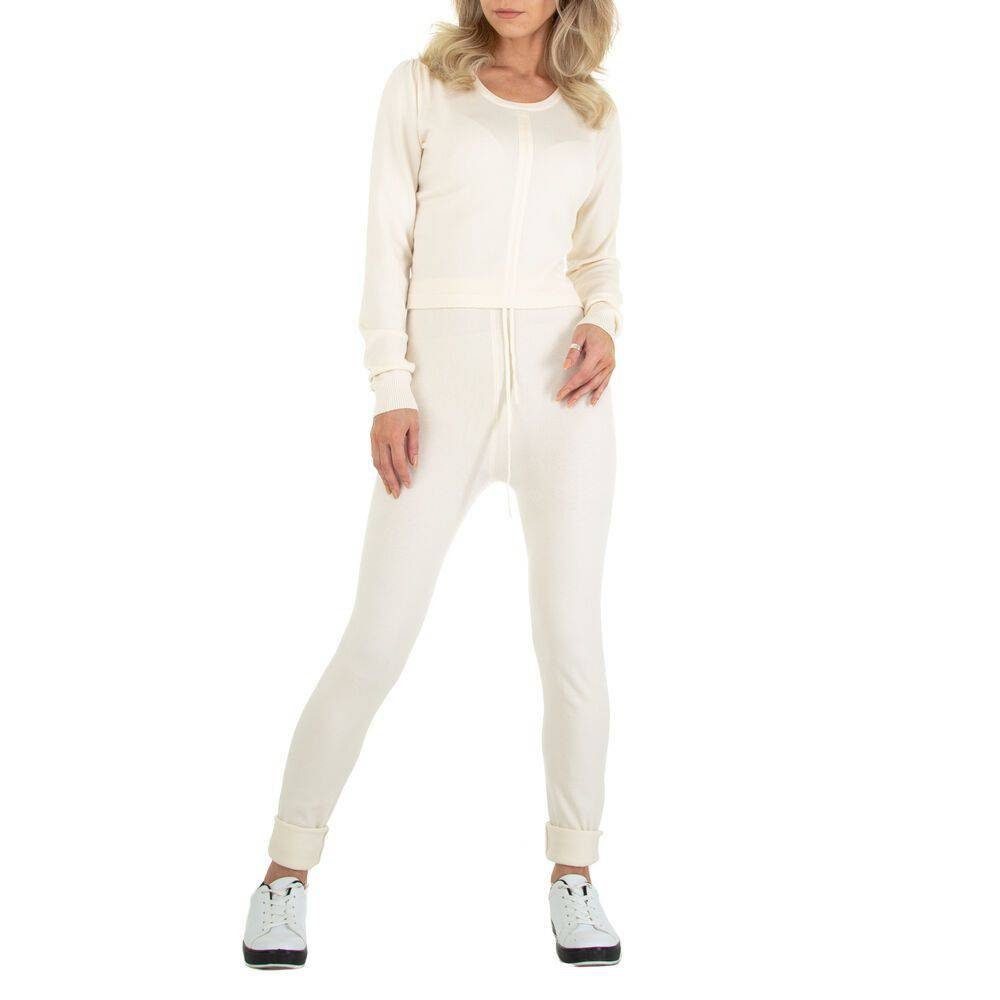 Ital-Design Freizeitanzug Damen Freizeit, Stretch Zweiteiler in Creme
