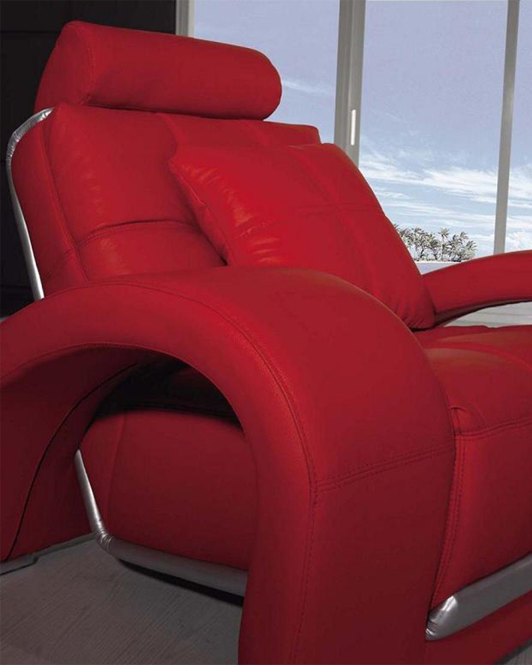 Sofagarnitur in Sofa Couch Garnitur, Sitzer Leder Designer Made 3+1+1 JVmoebel Rot Europe Sofa