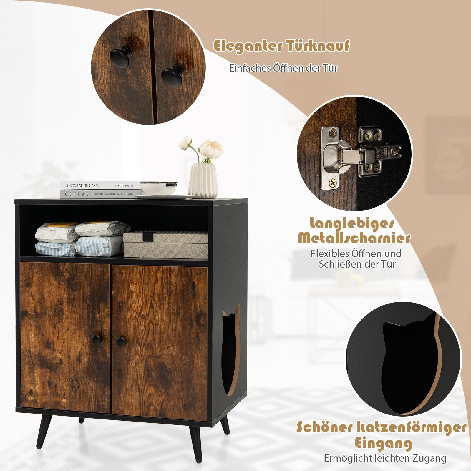 COSTWAY Tierhaus Katzenschrank, Katzenhaus, 2 in günstig online kaufen