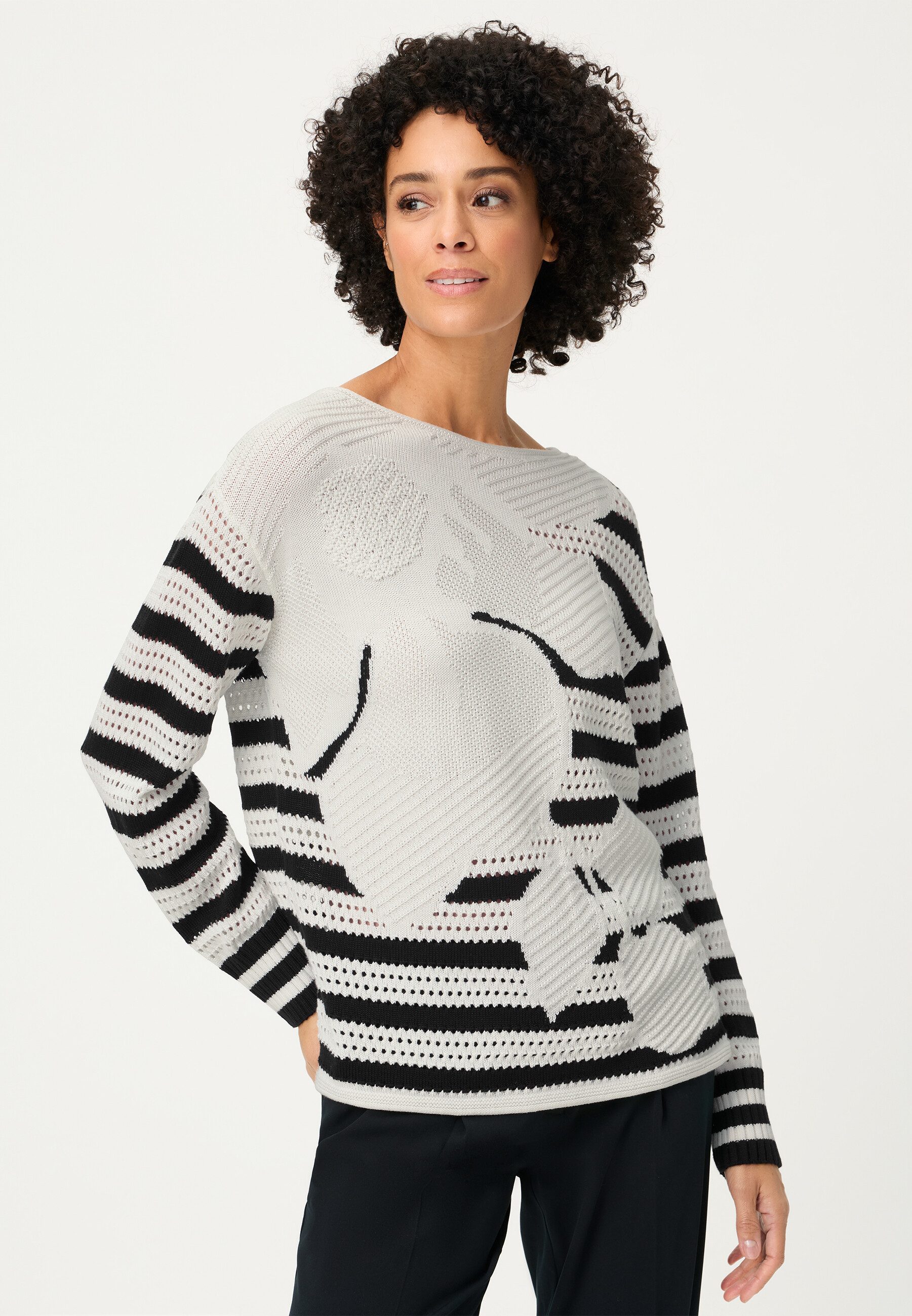 Olsen Strickpullover Pullover mit dekorativem Streifendruck