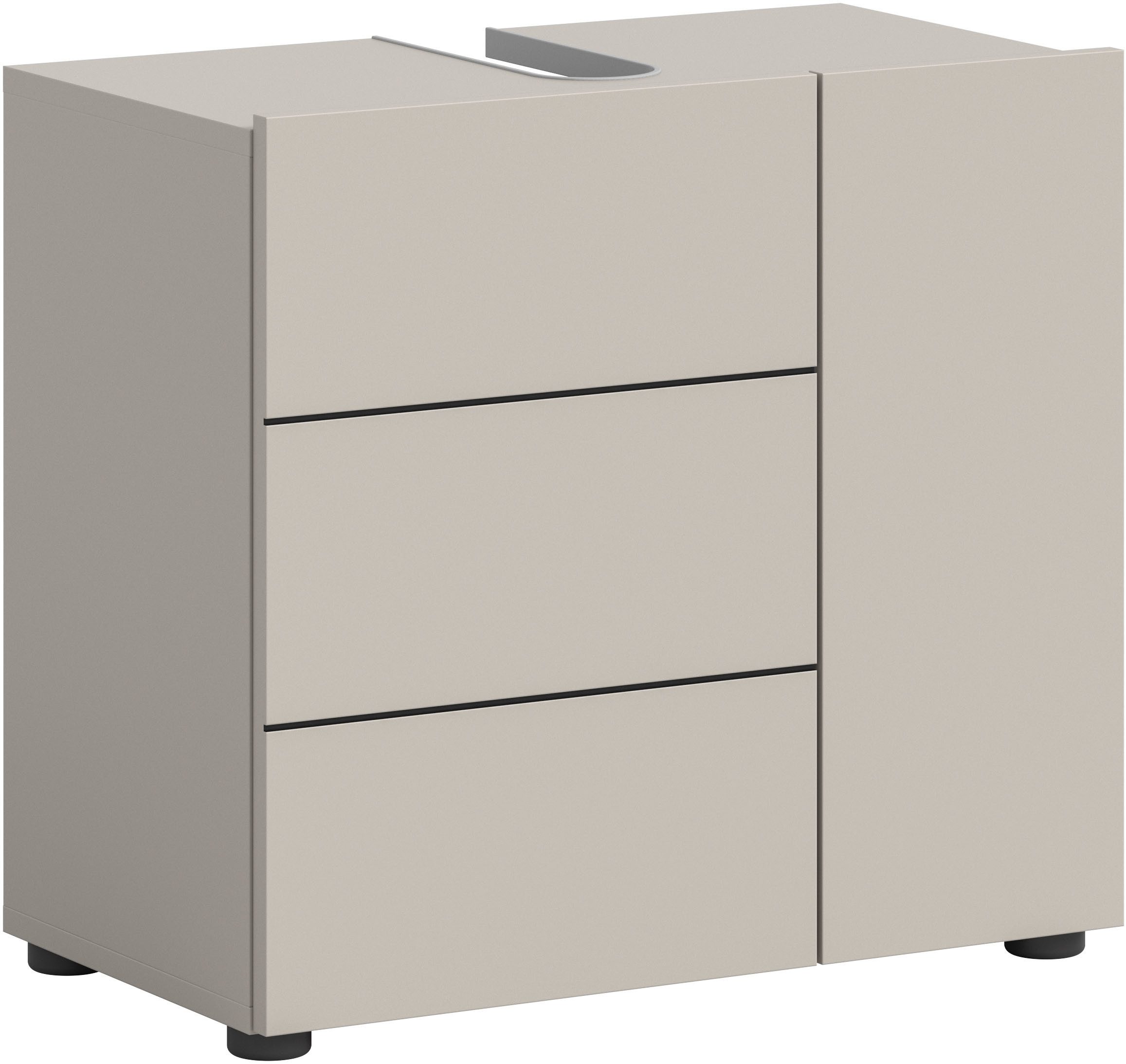 welltime Waschbeckenunterschrank BIEL, Breite: 60 cm, 2 Türen, 2 Fächer, Siphonausschnitt (1-St) Waschbeckenunterschrank, Unterschrank, WBU, Badezimmer, Bad