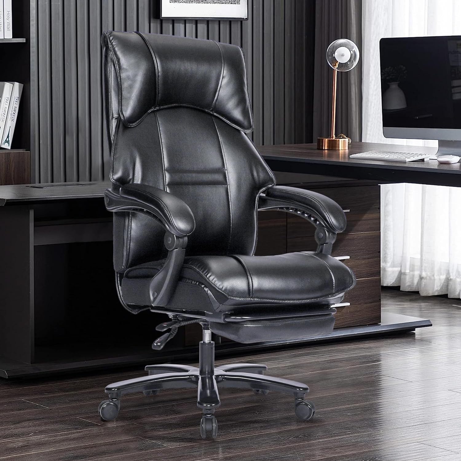 Wenta Bürostuhl Chefsessel Fantasylab Premium Bürostuhl, ergonomischer, Gaming-Stuhl (200kg Belastbar, Verstellbare Rückenlehne, Hochwertiges Leder, mit Fußstütze, Stabiles Metallgestell)