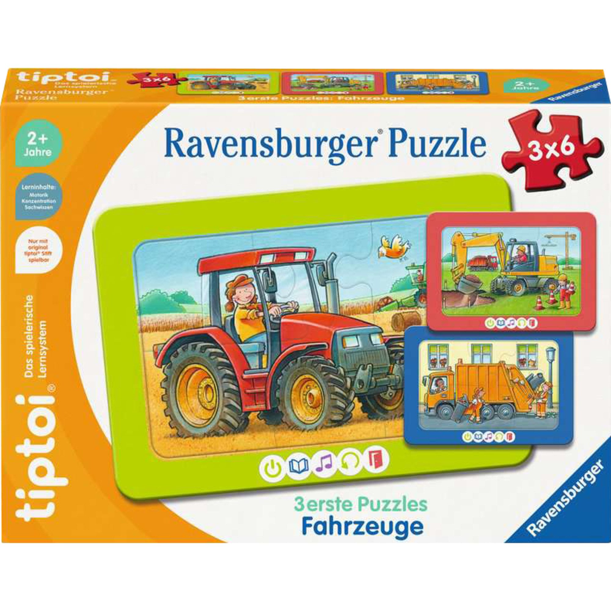 Ravensburger Пазлы Ravensburger tiptoi 3 erste Пазлыs: Fahrzeuge, 18 Пазлыteile