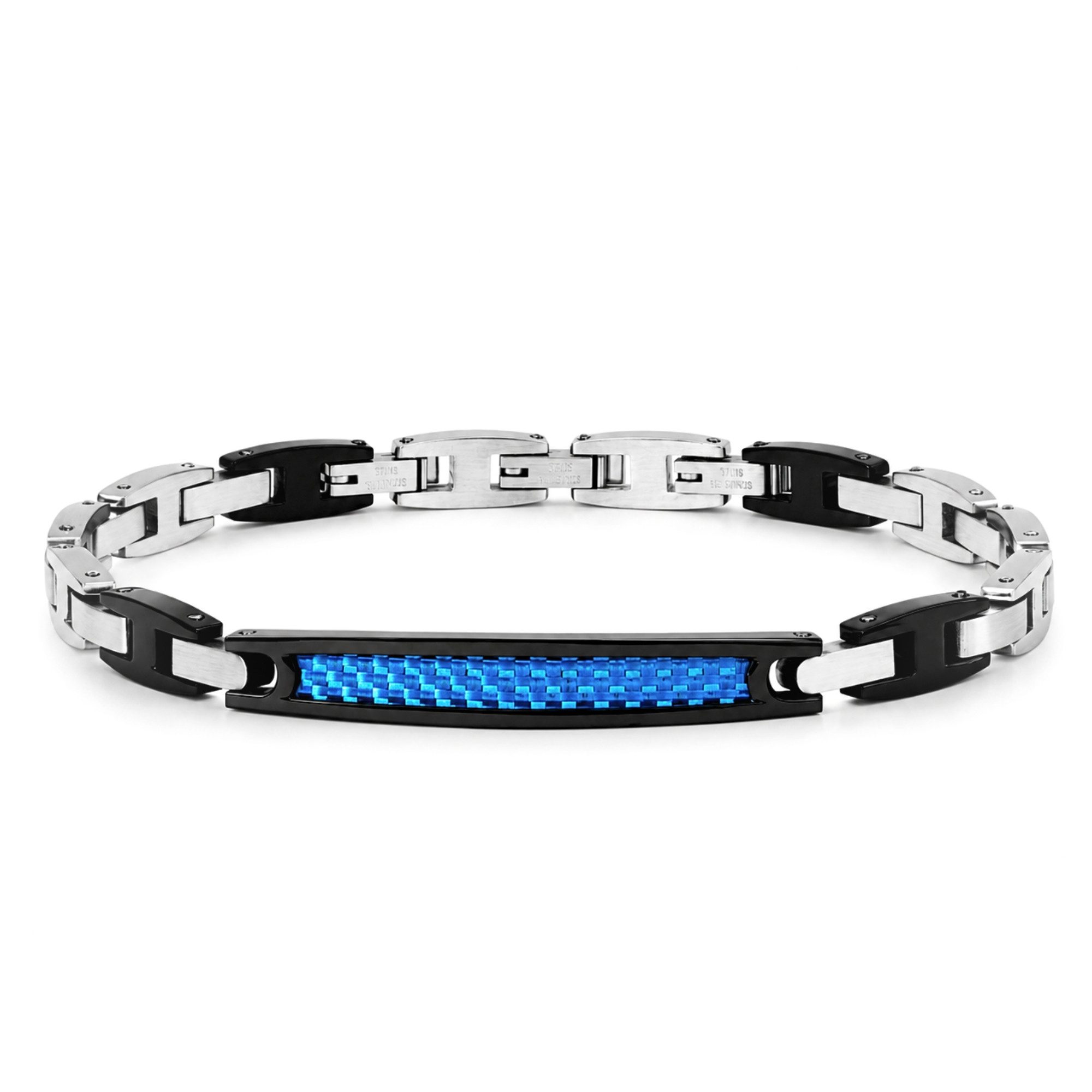 UNIQAL.de Edelstahlarmband Unisex AZZURO CARBONFASER BLAU - mit italienischem Premium-Charakter (sportlicher Carbon-Look mit intensiver Farbwirkung, inkl. hochwertiger Schmuckverpackung), wasserbeständig, hautfreundlich und flexibel verstellbar