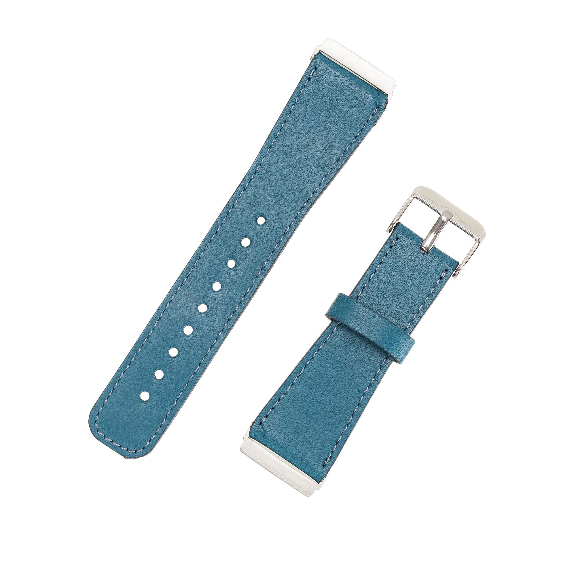 Leder & Sense BLAU Smartwatch-Armband / / Versa 3 Fitbit 4 Echtes 2 Armband Ersatzarmband Leather Renna