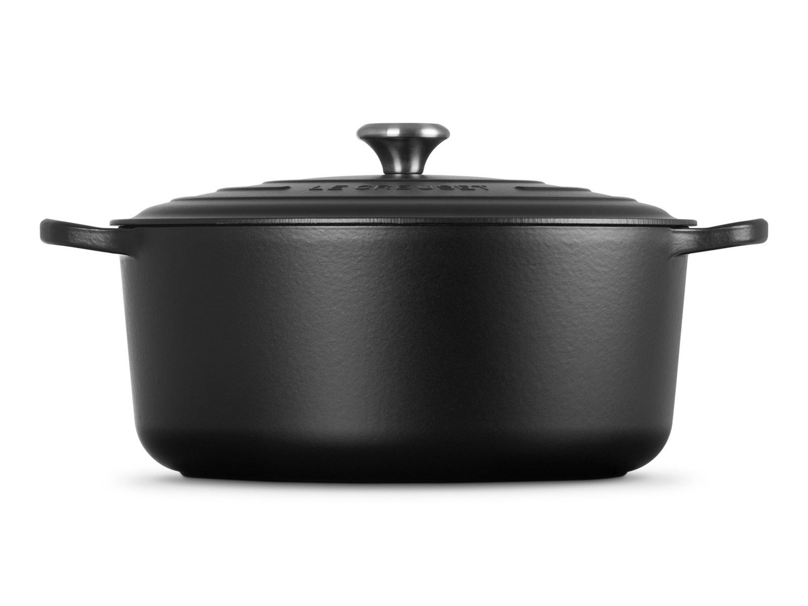 LE CREUSET Bräter Bräter Signature rund schwarz matt 34cm, Emailliertes Gusseisen