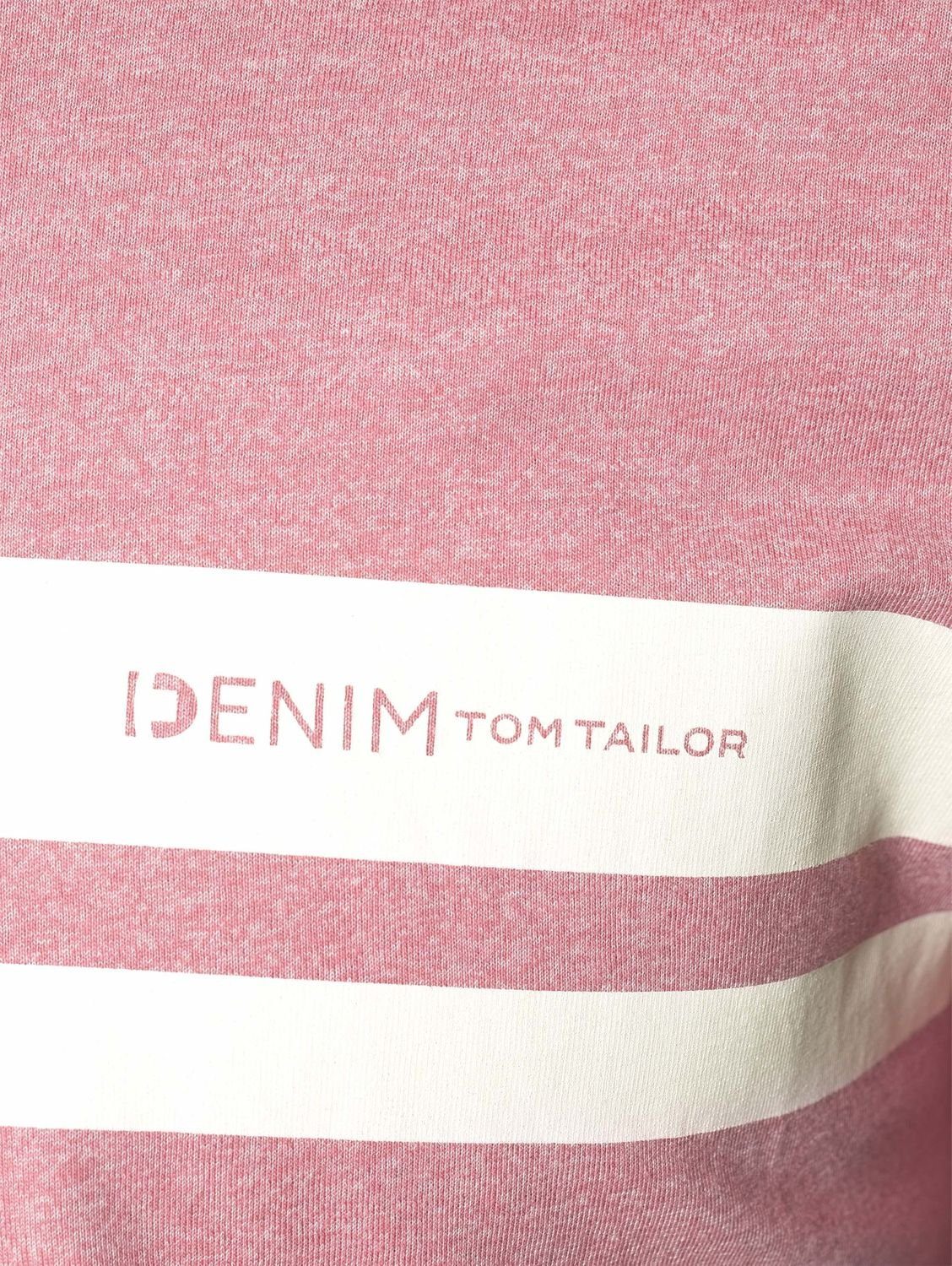 TOM 29184 (1-tlg) Denim T-Shirt aus PRINTED Wineberry Melange Rose Baumwolle TAILOR