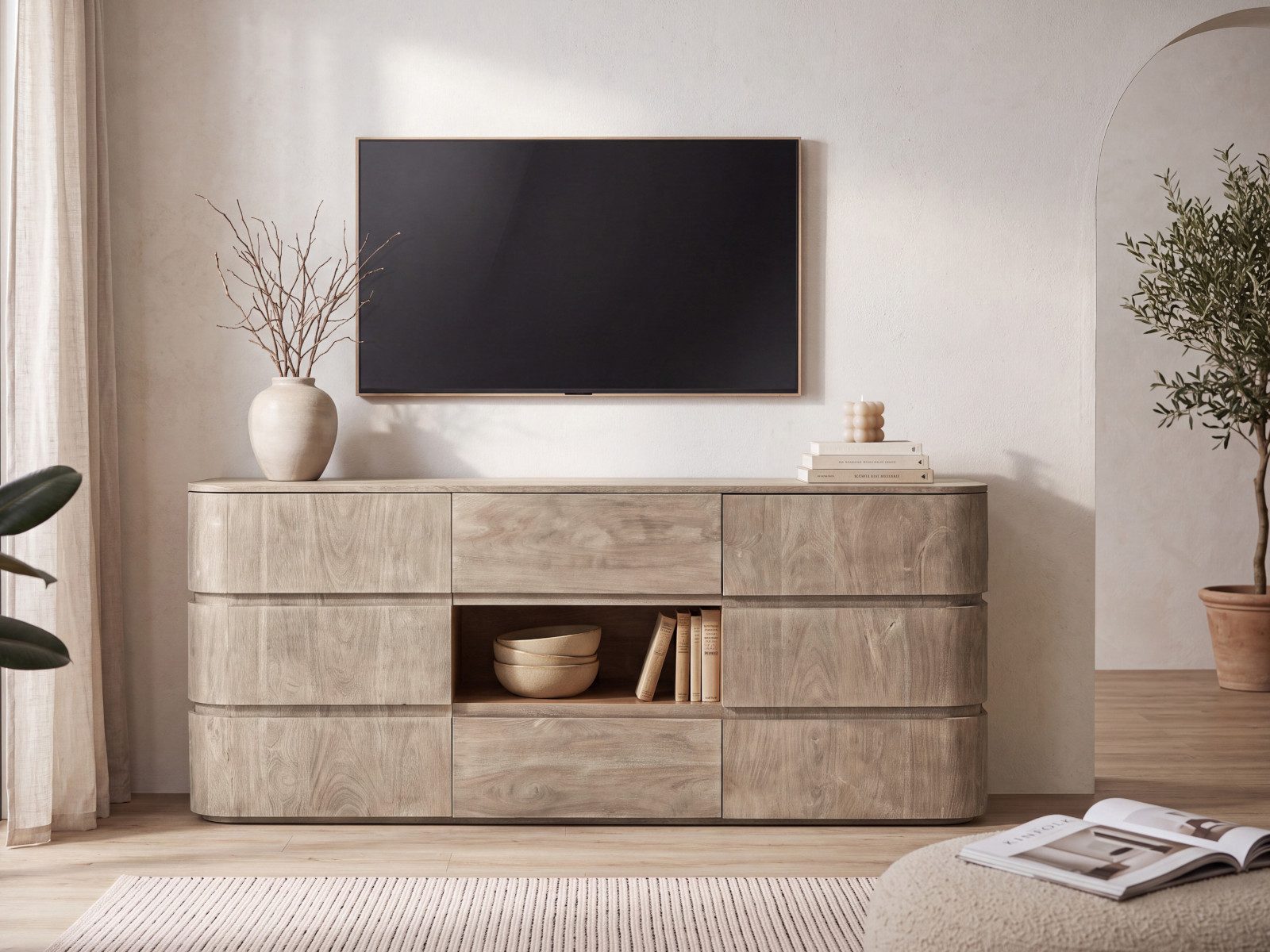 massivum Sideboard TV-Sideboard Kala Akazie grau (13 St)