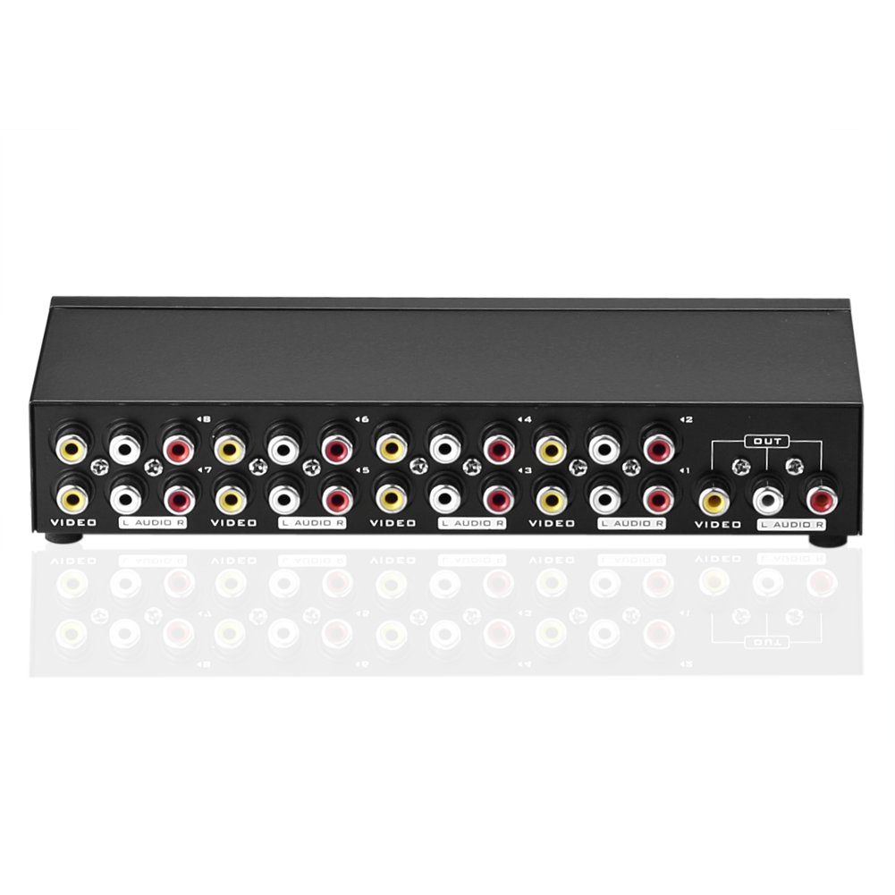 euroharry 8 AV Switch 8 in 1 heraus Audio Video L/R Splitter Schwarz Netzwerk-Switch – Bild 3 von 3