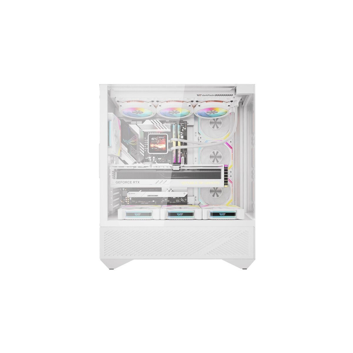 Darkflash PC-Gehäuse Darkflash DY460 PC Gehäuse inkl. 4 ARGB Lüfter