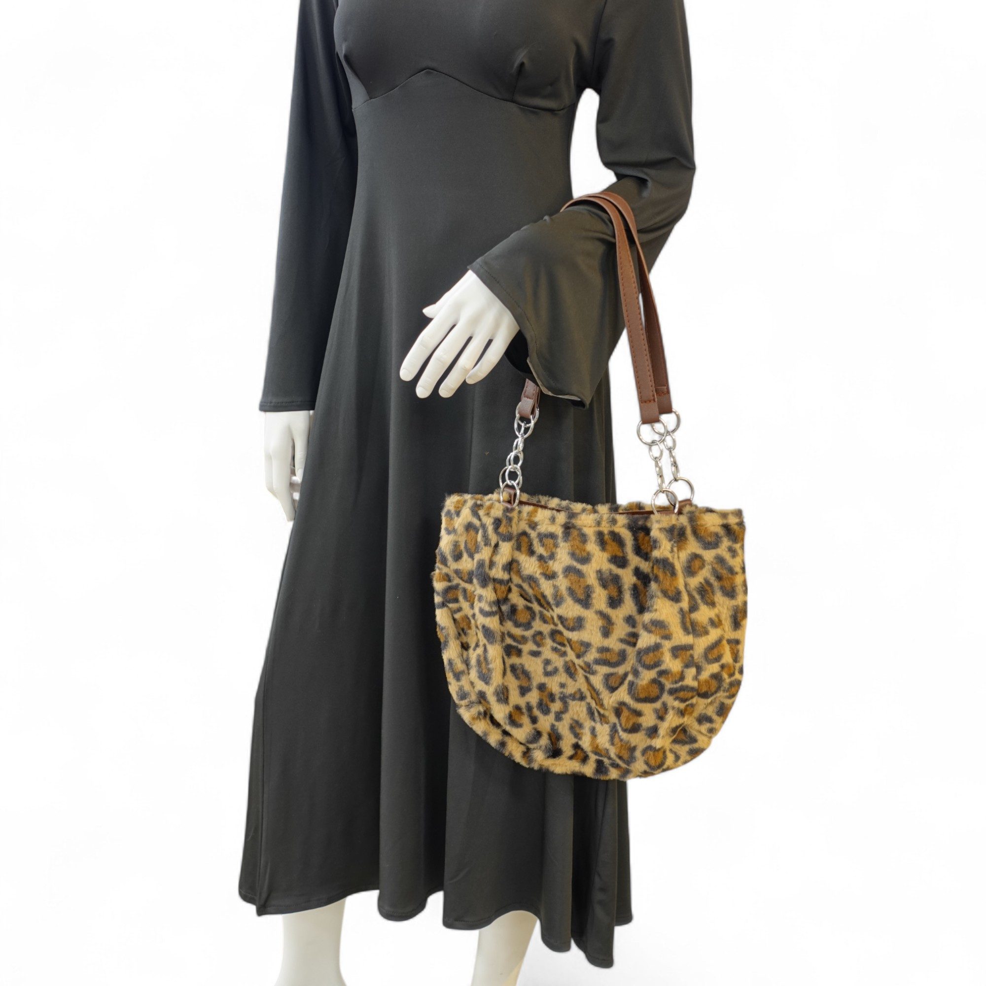 Eyecatcher Handtasche Flauschige Damen Schultertasche im Leoparden-Look – W günstig online kaufen