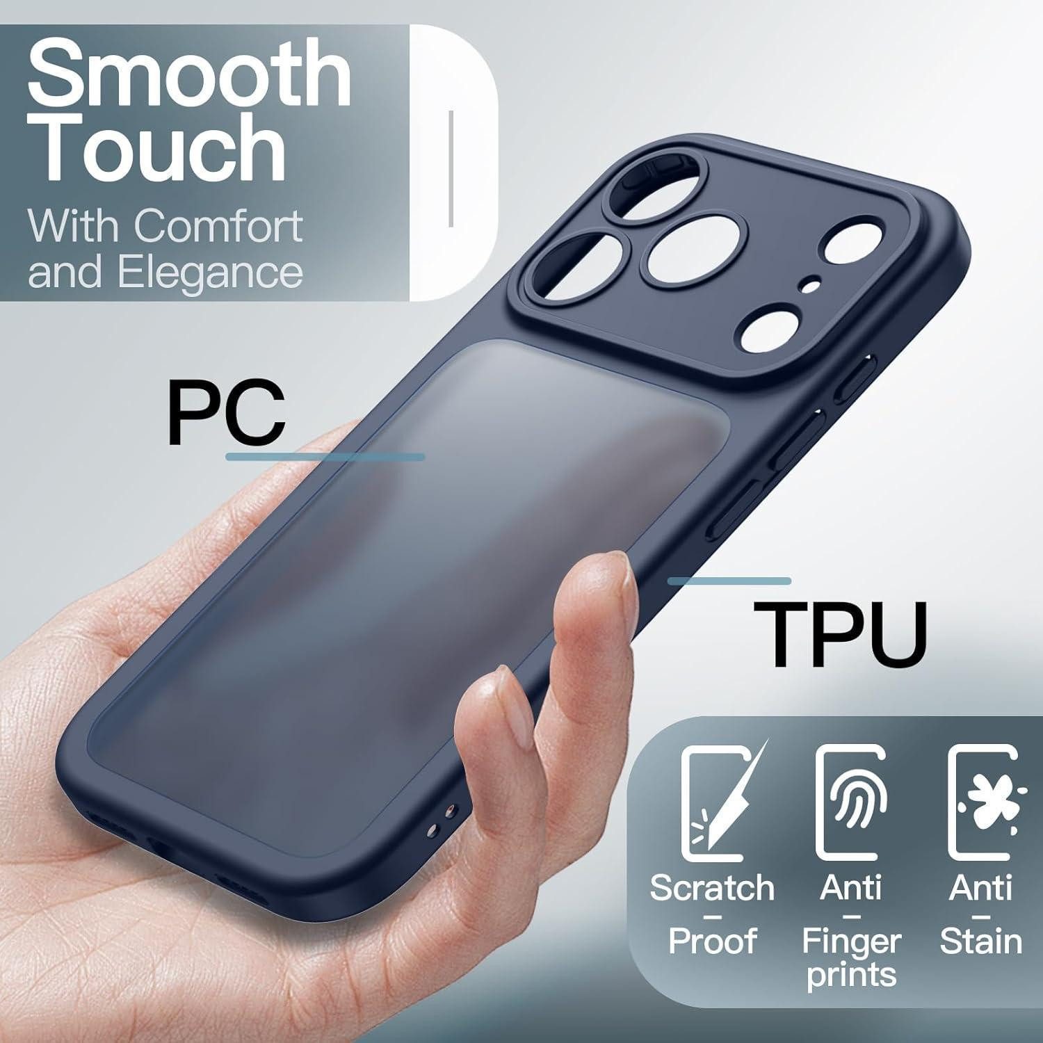 LuxusKollektion Handyhülle Handyhülle iPhone 17 Pro stoßfest Kameraschutz matt Dunkelblau – Bild 4 von 5
