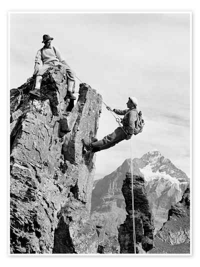 Posterlounge Poster Panoramic Images, Kletterer in der Schweiz, Vintage Fotografie
