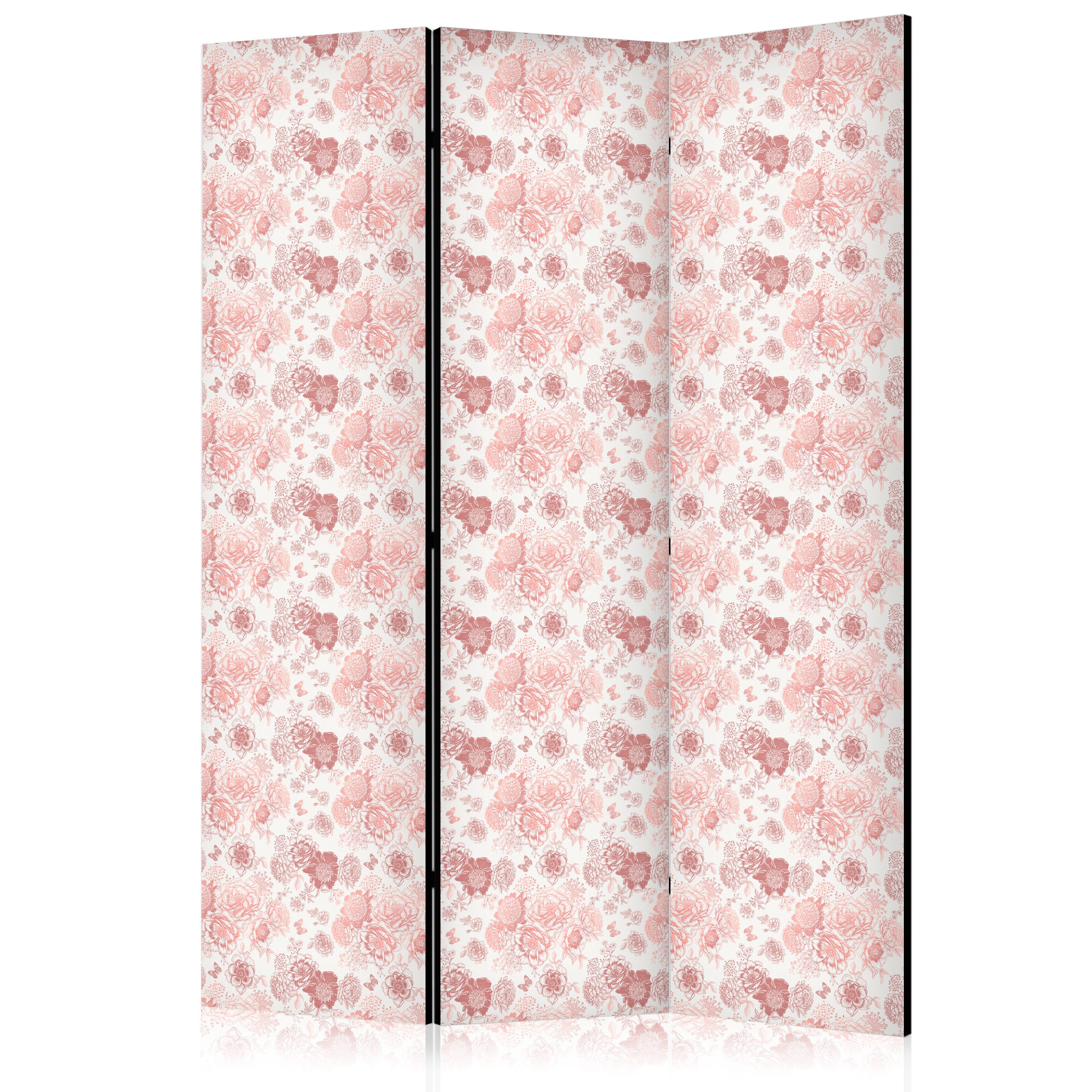 Muralo Paravent 3-teilig Raumteiler klappbar Rosa Blumen (Packung, 1 St., 135x172 cm), 3 Varianten, für das Schlafzimmer, das Wohnzimmer