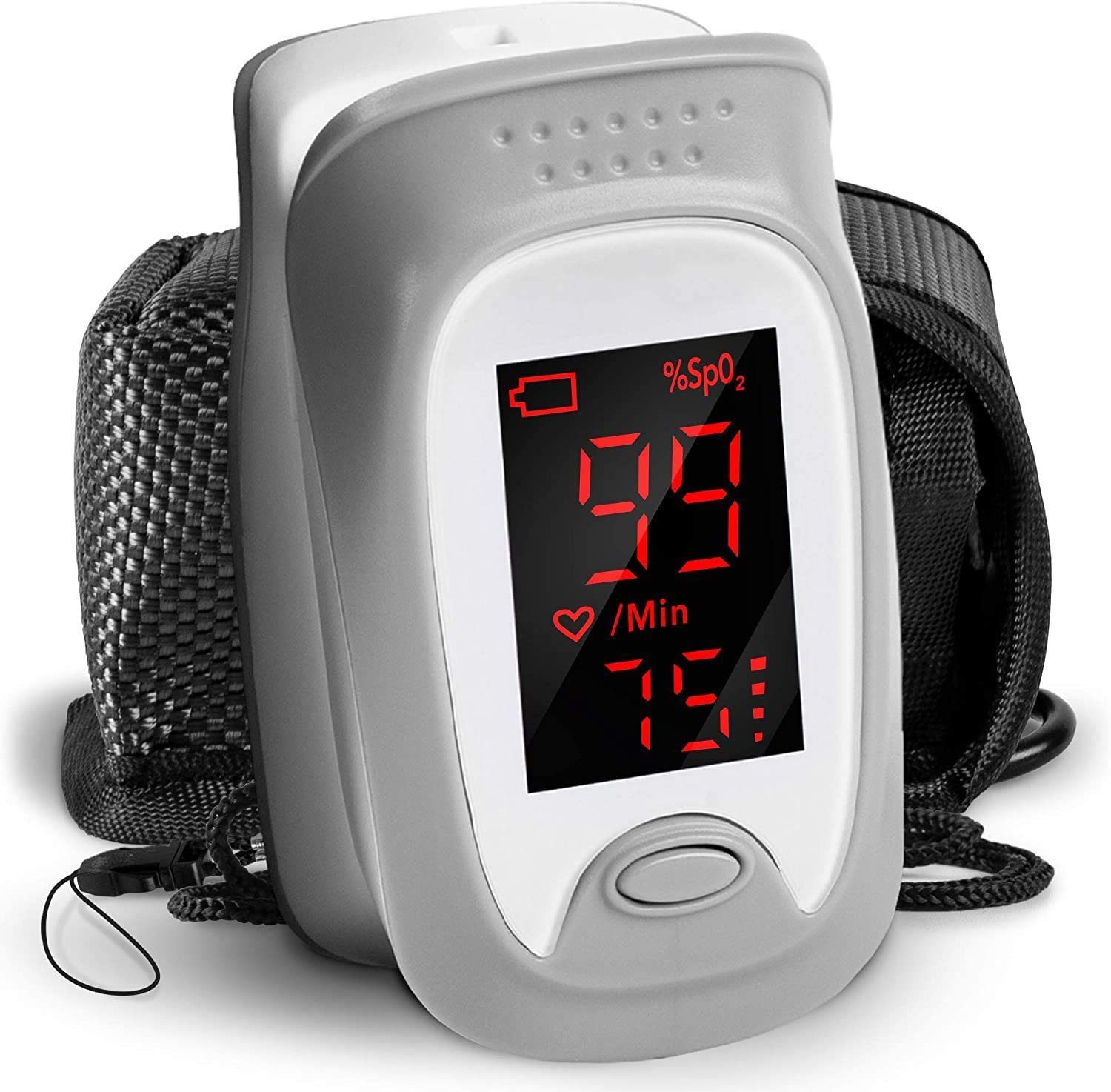 Duronic Pulsoximeter, OX01R Pulsoximeter, Ermittlung der Herzfrequenz und arteriellen Sauerstoffsättigung, Digitale Anzeige, Einfache und schmerzfreie Messung, Inklusive Halterung und Tasche