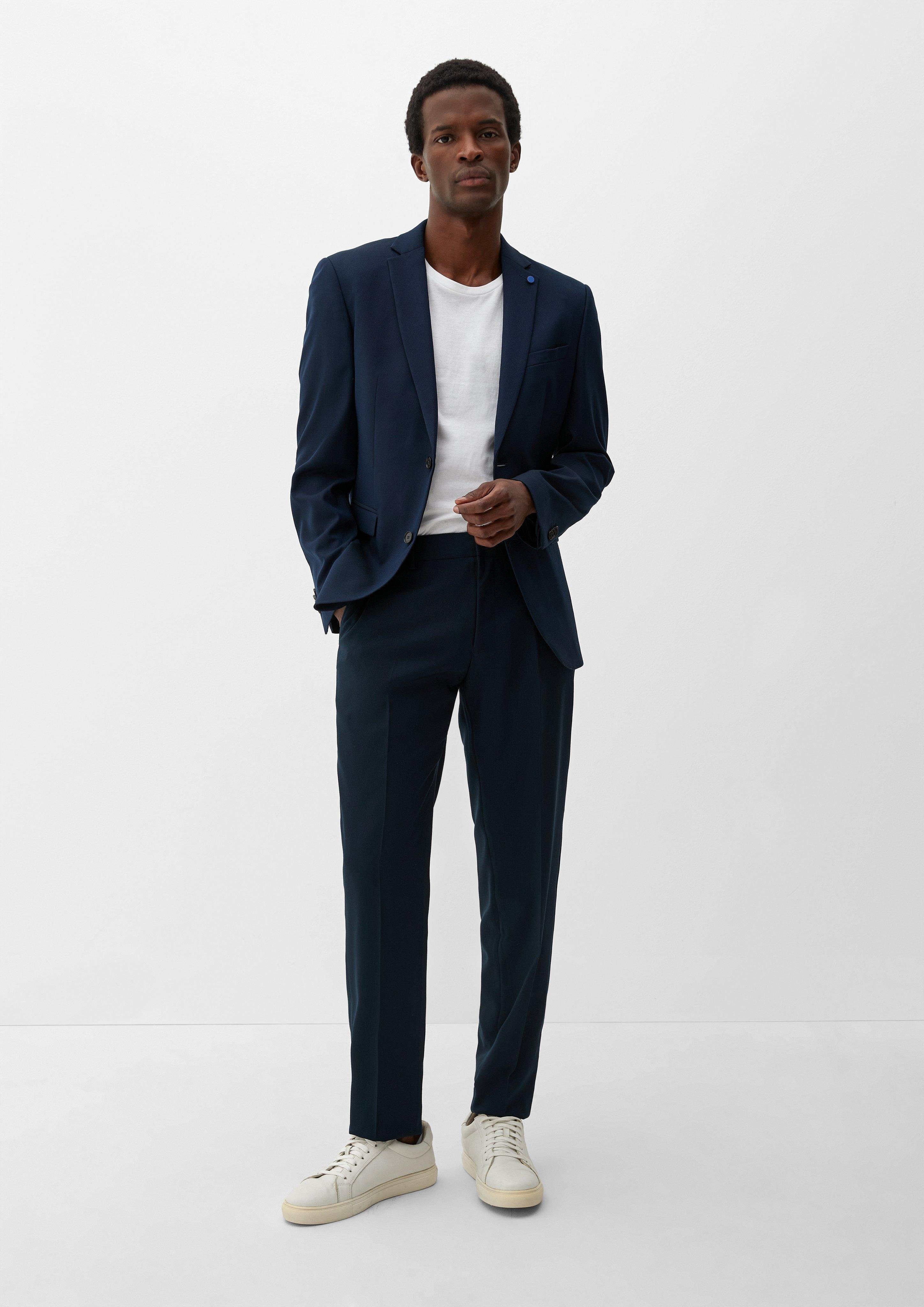 s.Oliver Slim: Anzughose Stoffhose LABEL mit BLACK DARK BLUE Stretchkomfort