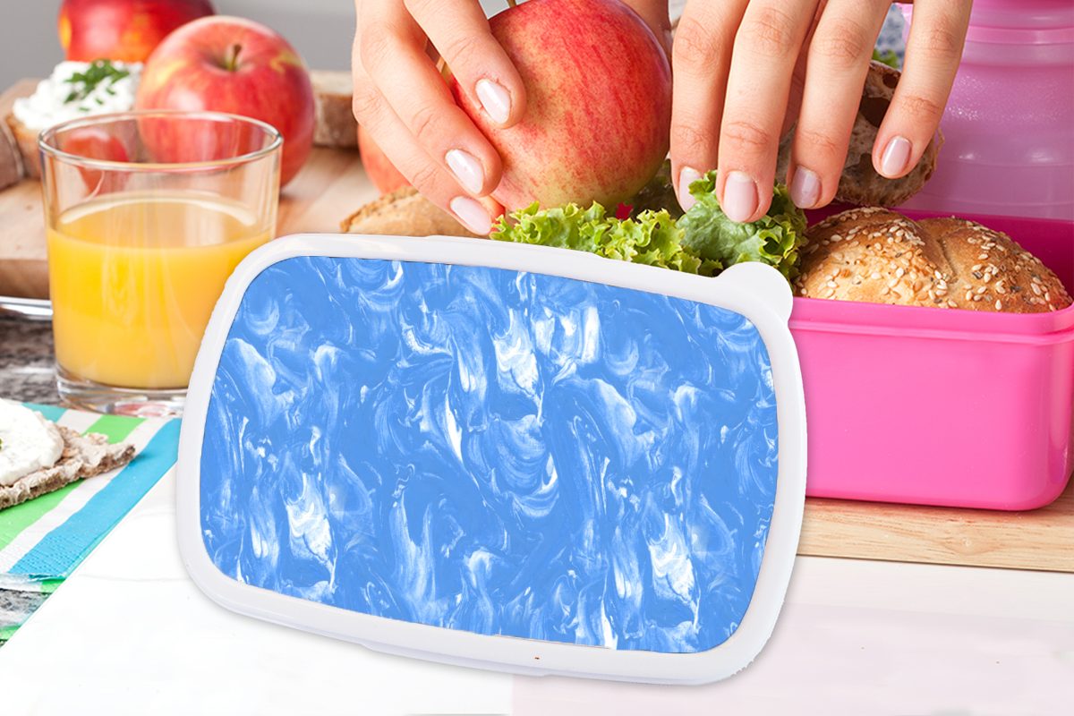 Marmor für Brotdose Muster, (2-tlg), Erwachsene, MuchoWow - rosa Blau Brotbox Lunchbox Snackbox, - Mädchen, Kinder, Kunststoff Kunststoff,
