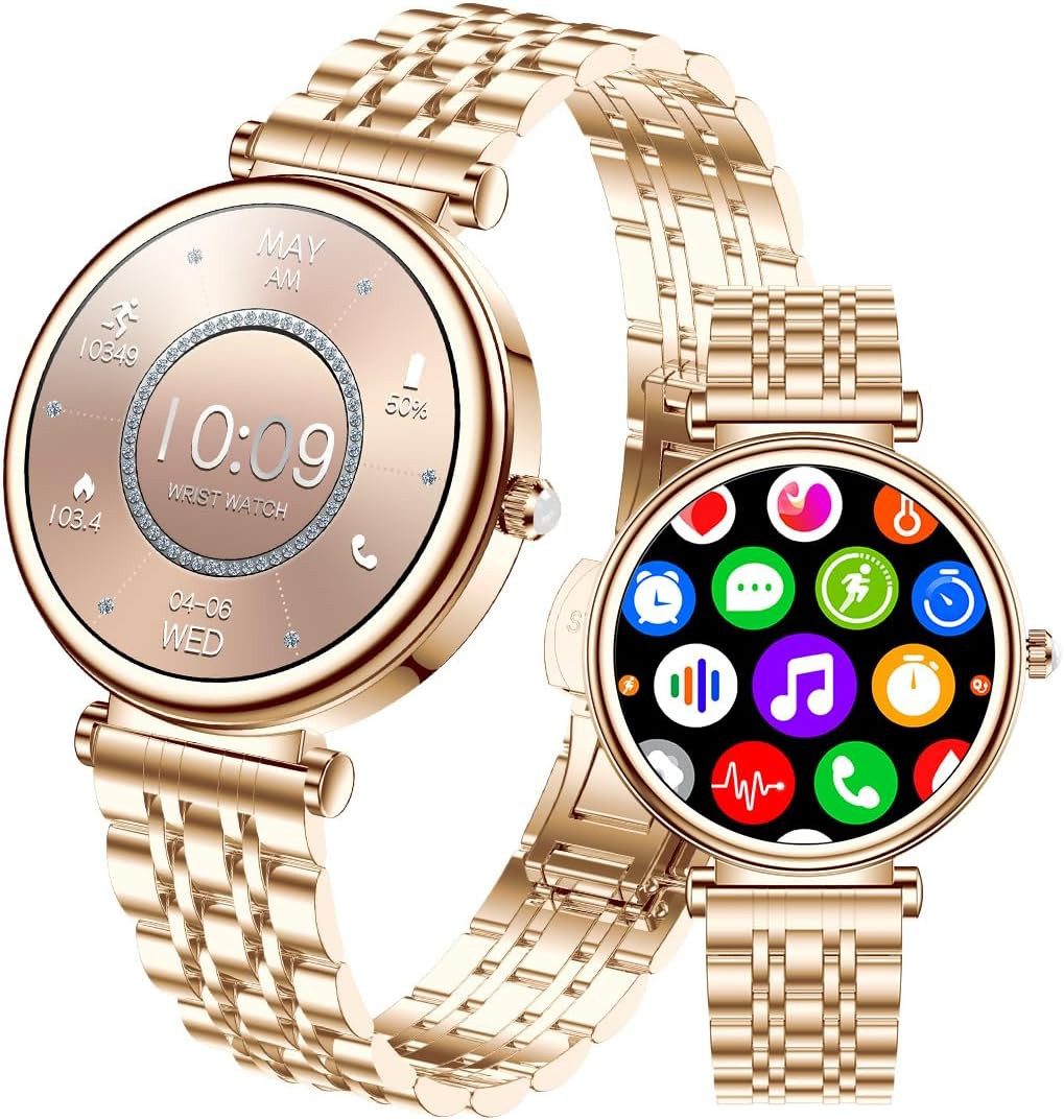 TAYSHILEY RT i109 Smartwatch (3,2 cm, android ios), Elegante Damen Smartwatch mit Telefonfunktion