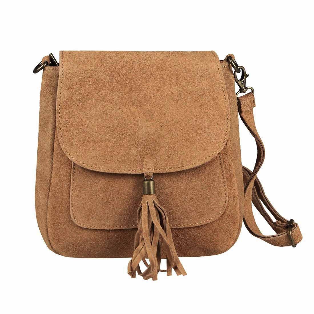 Schultertasche Made in Italy Damen Leder Tasche CrossOver