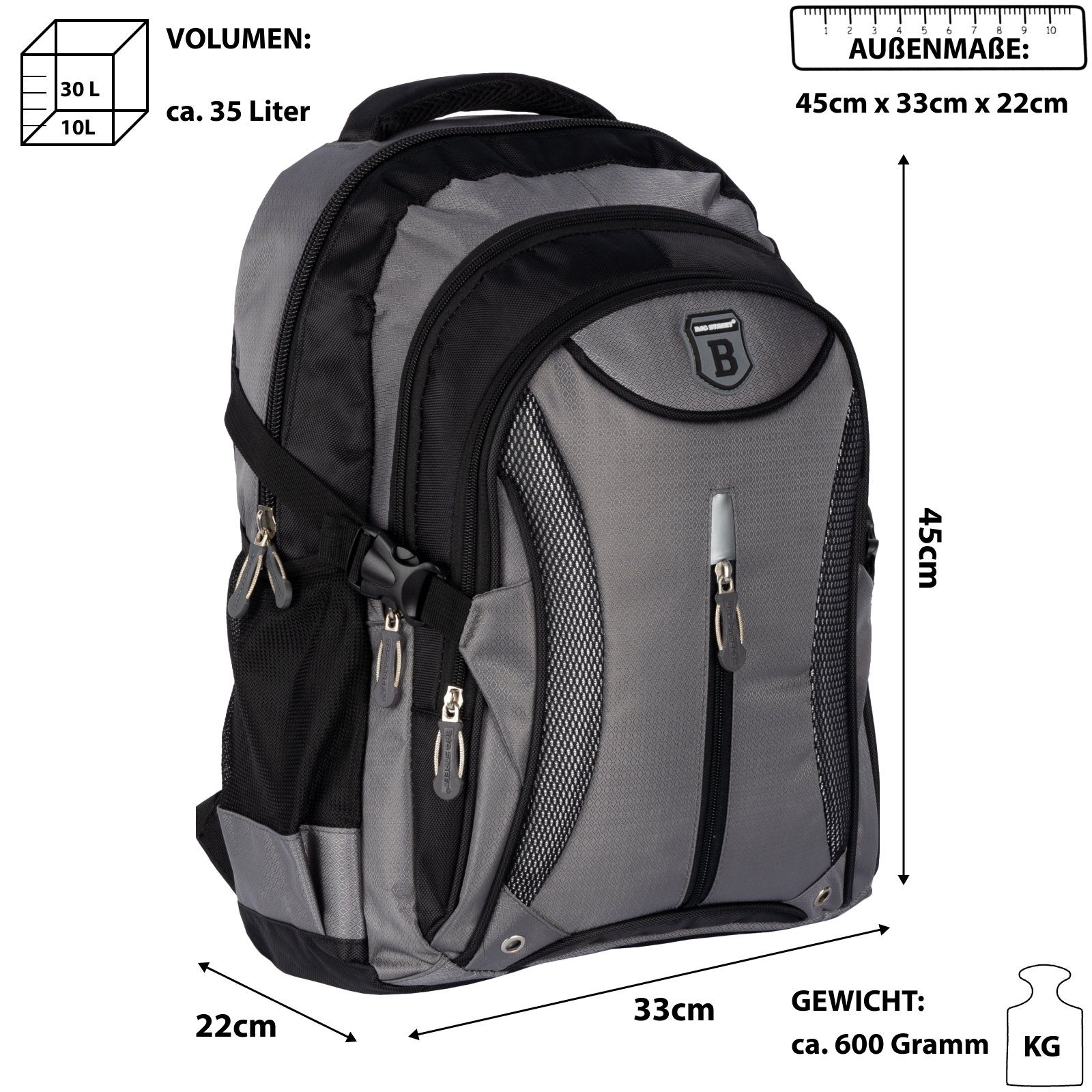 BAG STREET Rucksack Rucksack Damen Herren Sport Schulrucksack Freizeit Reise Wandern, Freizeitrucksack, Sportrucksack, Businessrucksack