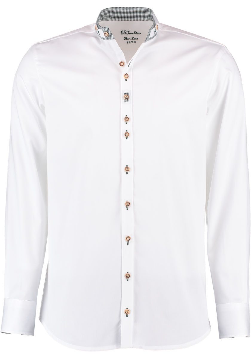 OS Trachten Trachtenhemd Bolapu Langarmhemd mit Stehbundkragen mit Riegel günstig online kaufen