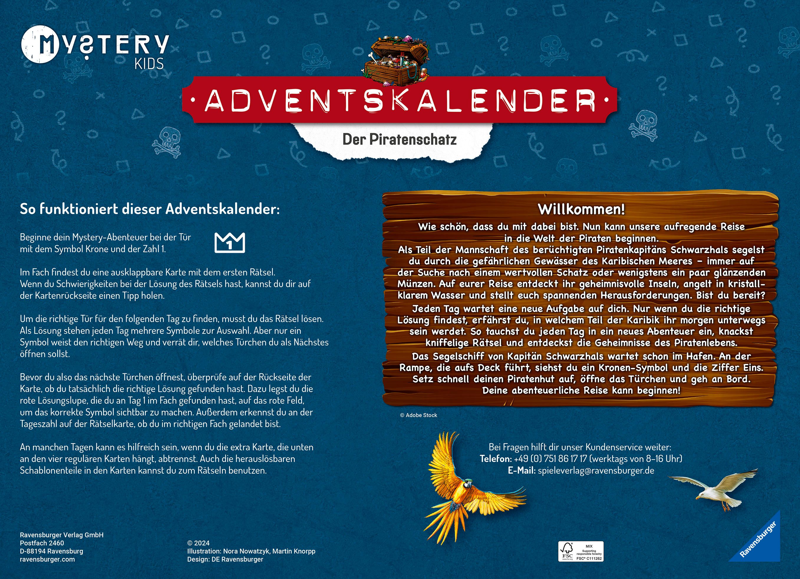 Ravensburger Spielzeug-Adventskalender Mystery kids - Der Piratenschatz günstig online kaufen