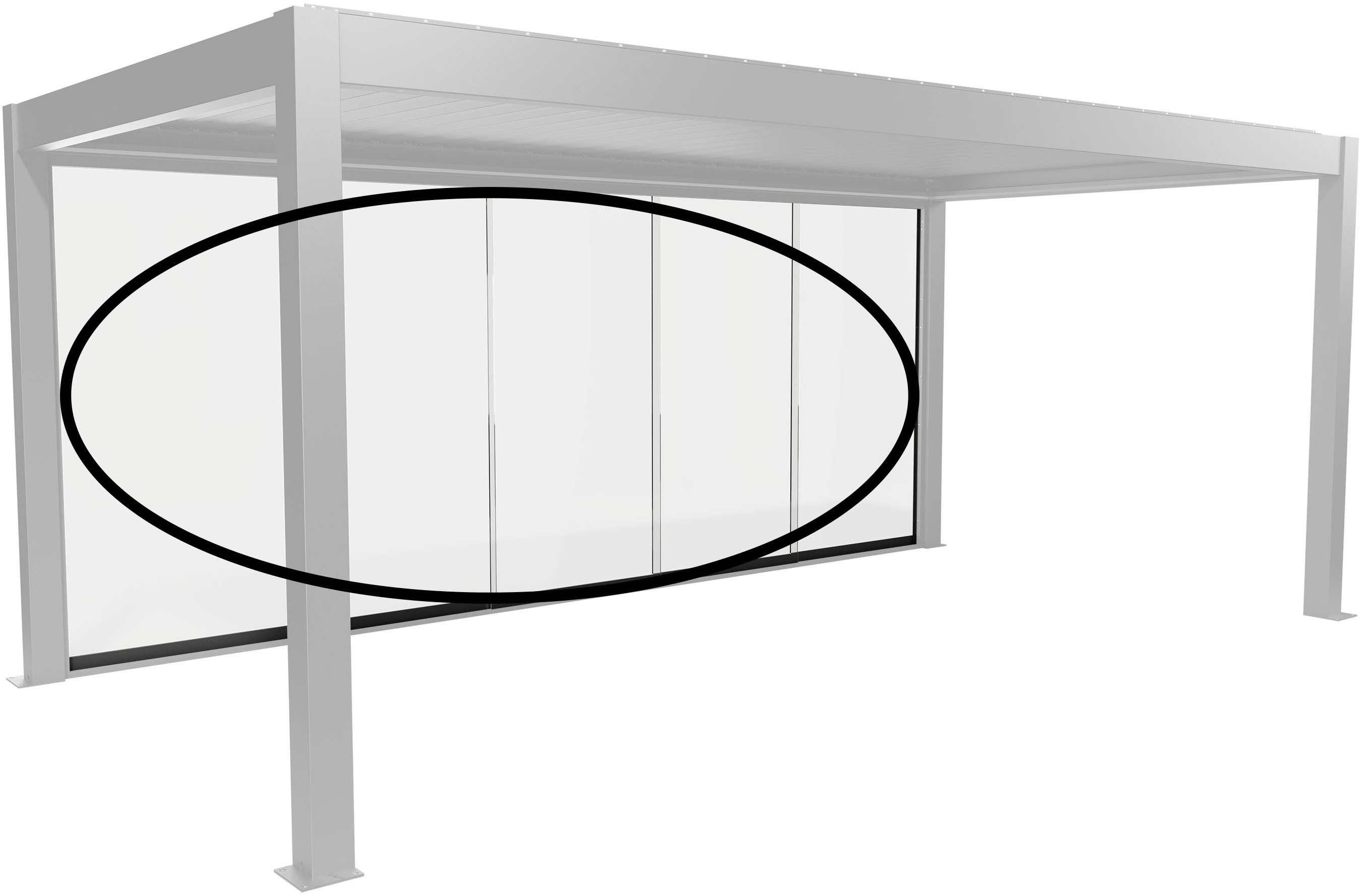 Biohort Glasschiebetür Klarglas Gr. 6 m für Pergola, verschiedene Farben, 568x 234,9 cm, Glaselemente aus 10 mm ESG