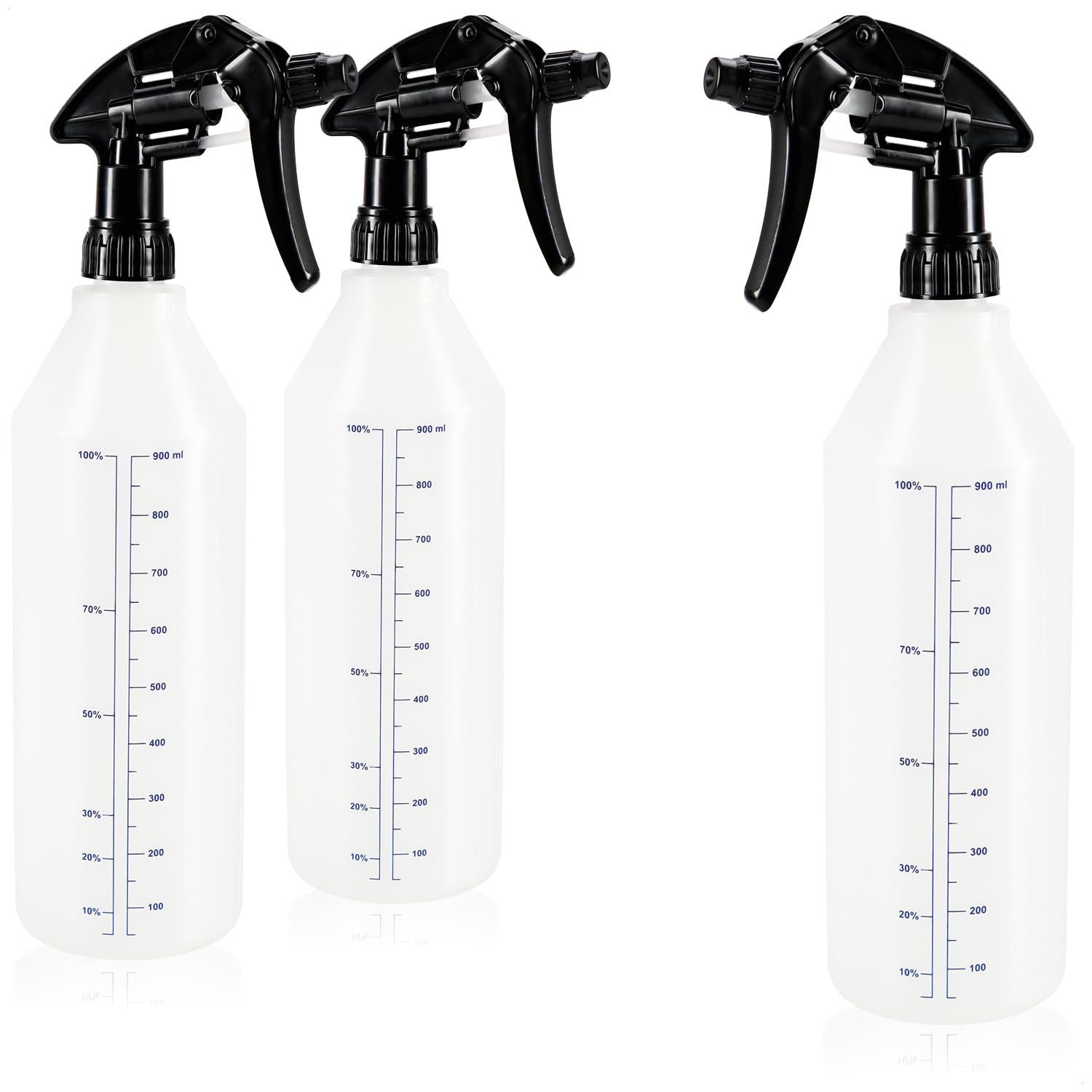 com-four Sprühflasche Sprühflasche mit Skala -, (3-tlg), chemiebeständiger Pumpsprüher mit 28/400 Gewinde für Säuren