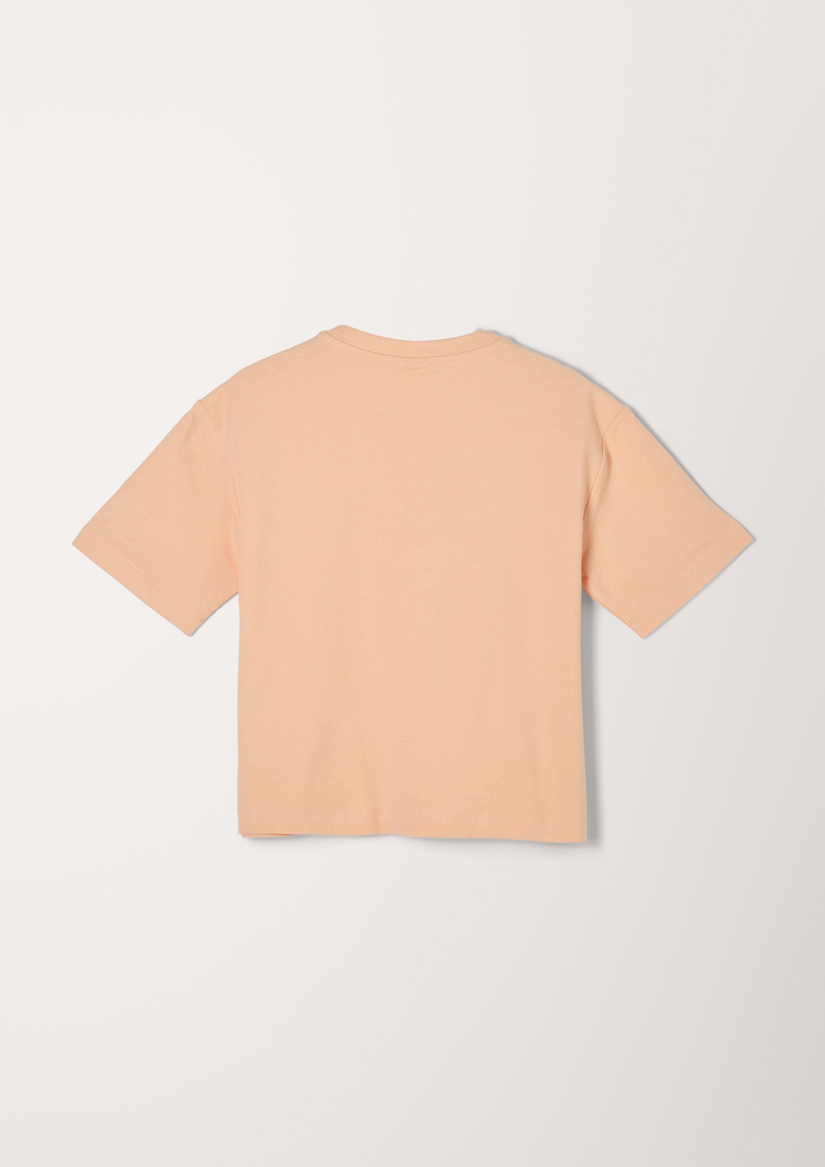 Kurzarmshirt peach mit Statementprint T-Shirt s.Oliver