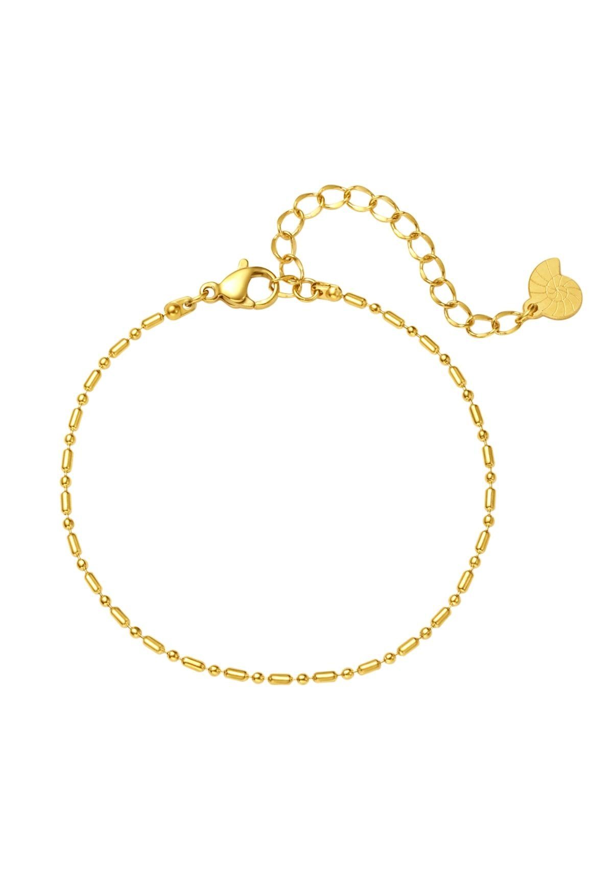 Edelstahlarmband Damen Kugel Stab, Kugelkette 18K Roségold Vergoldet