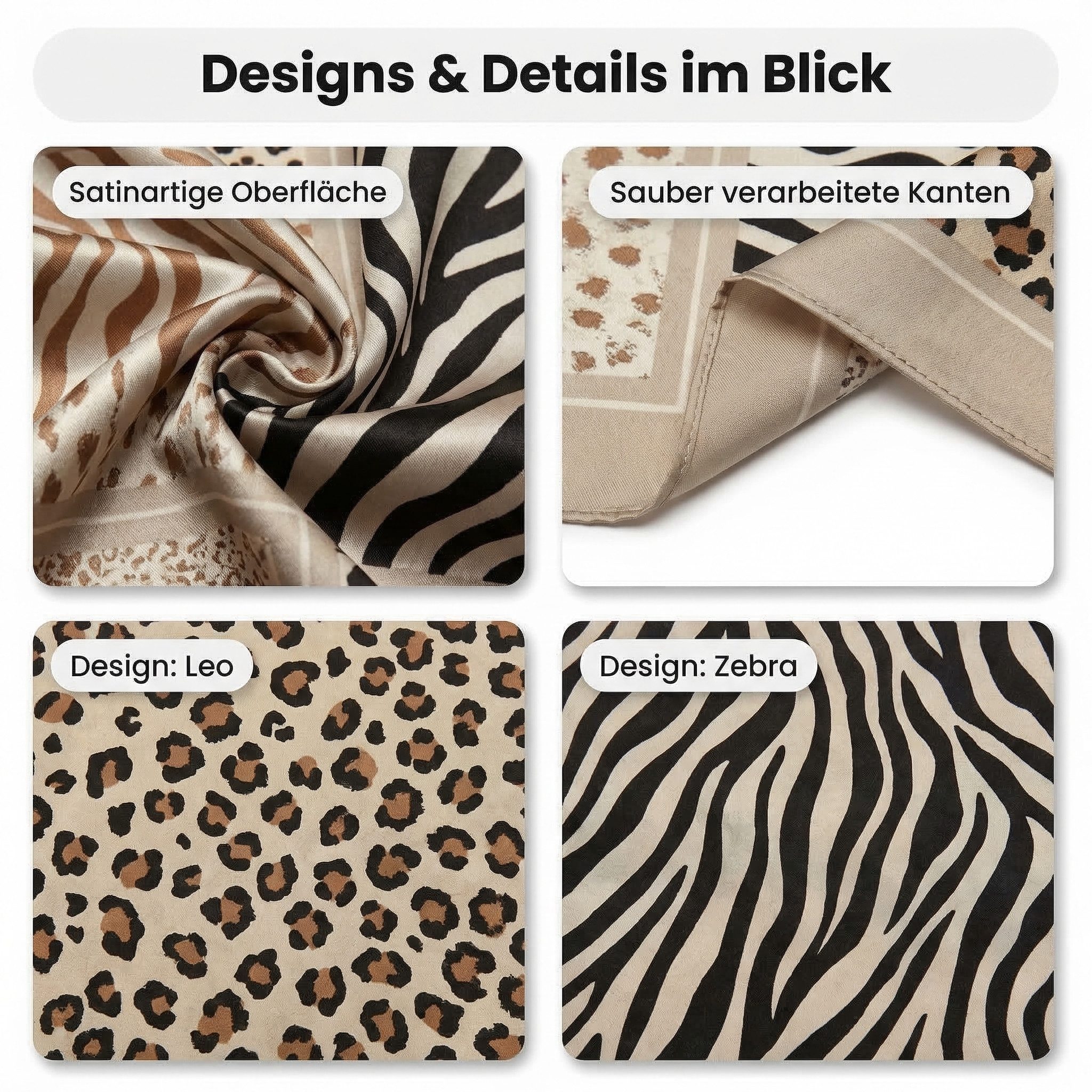LK Trend & Style Halstuch Animalprint -Tuch – Seideneffekt 70x70, so vielseitig nutzbar