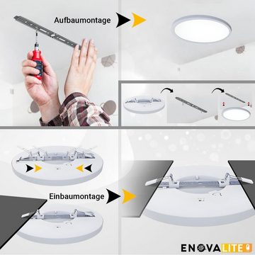 ENOVALITE LED Einbauleuchte LED CCT Panel, Ein-/Aufbau, 24W, 2565 lm, ø300x17mm, LED fest integriert, warmweiß, CCT, neutralweiß, kaltweiß, Lochdurchm. variabel, Lichtfarbe einstellbar