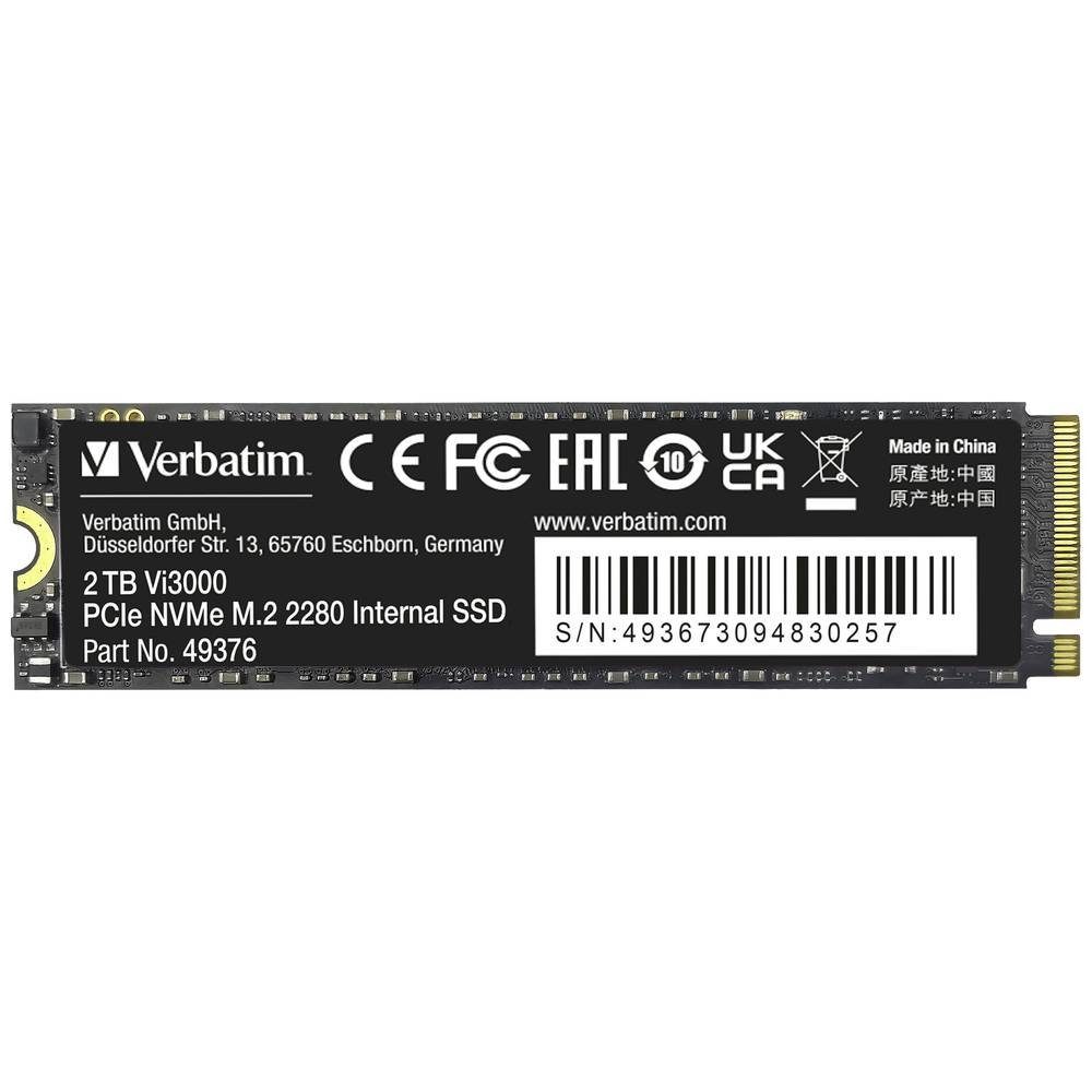 Verbatim PCIe NVMe™ M.2 SSD 2 TB 49376 SSHD-Hybrid-Festplatte, NVMe (NVM Express)