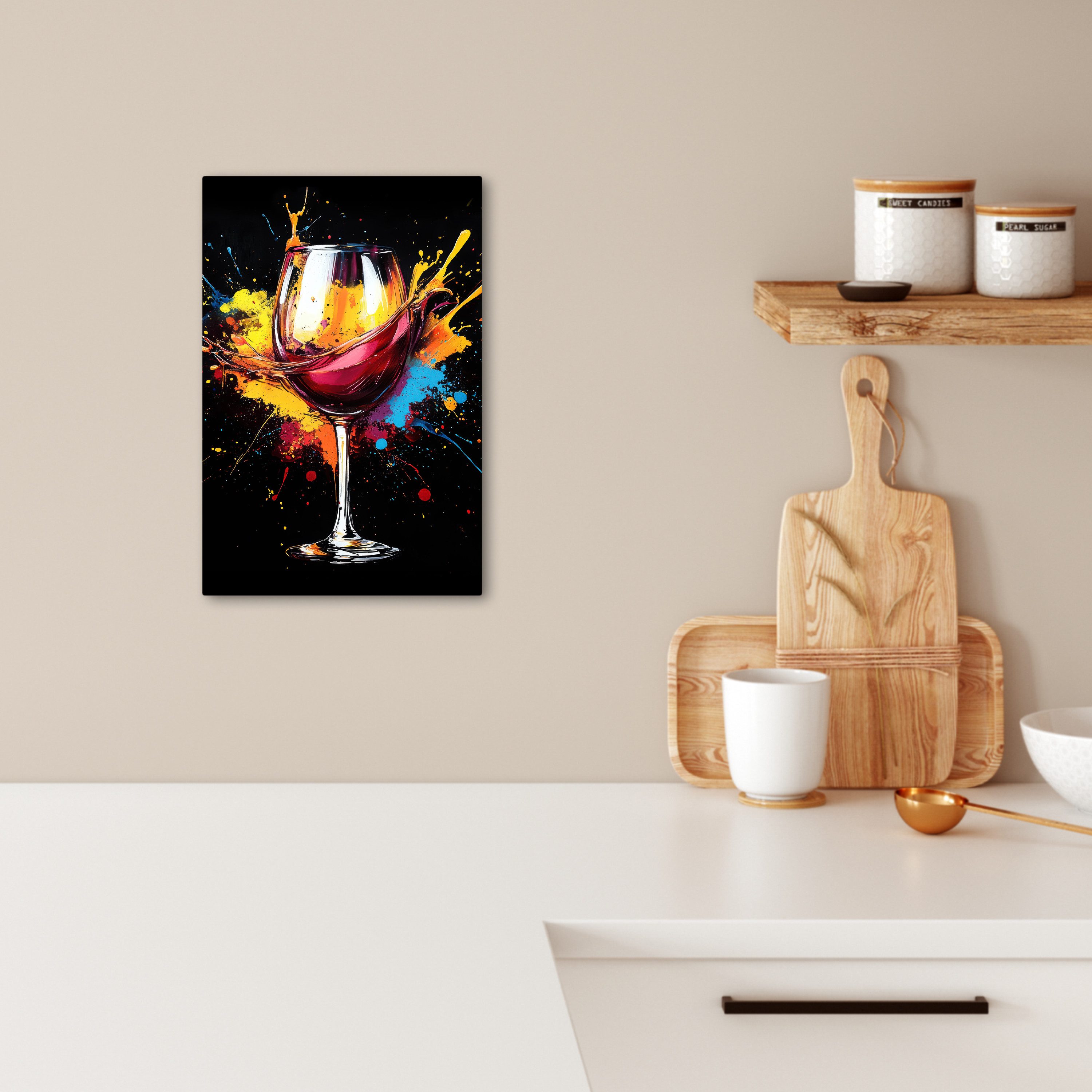 OneMillionCanvasses® Leinwandbild Wein - Glas - Graffiti - Getränk - Rot - günstig online kaufen