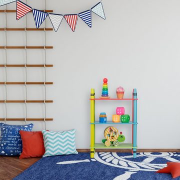 relaxdays Standregal Buntes Kinderregal mit 3 Ablagen