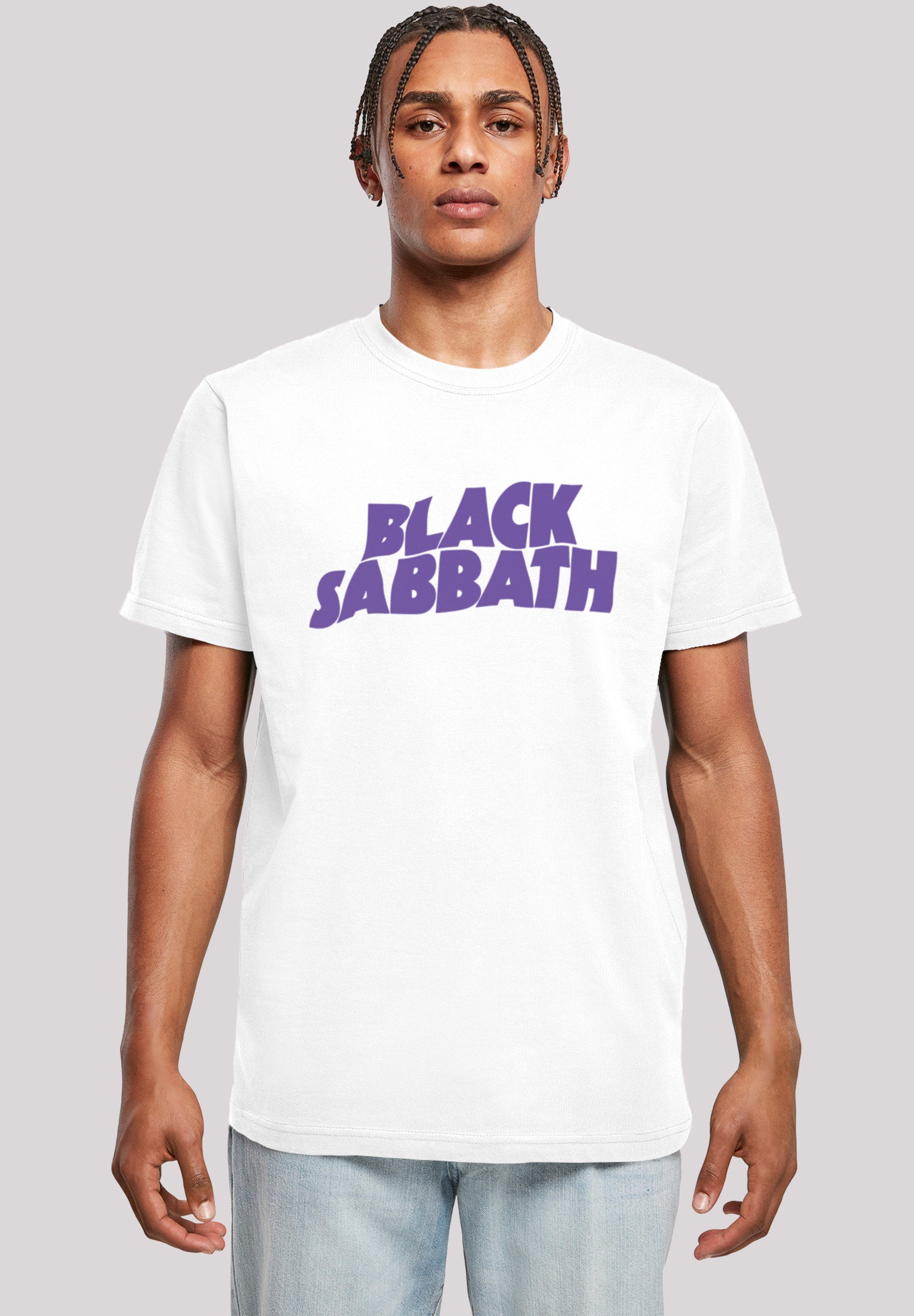 F4NT4STIC T-Shirt Black Sabbath Heavy Print Black Logo Metal weiß Wavy Band