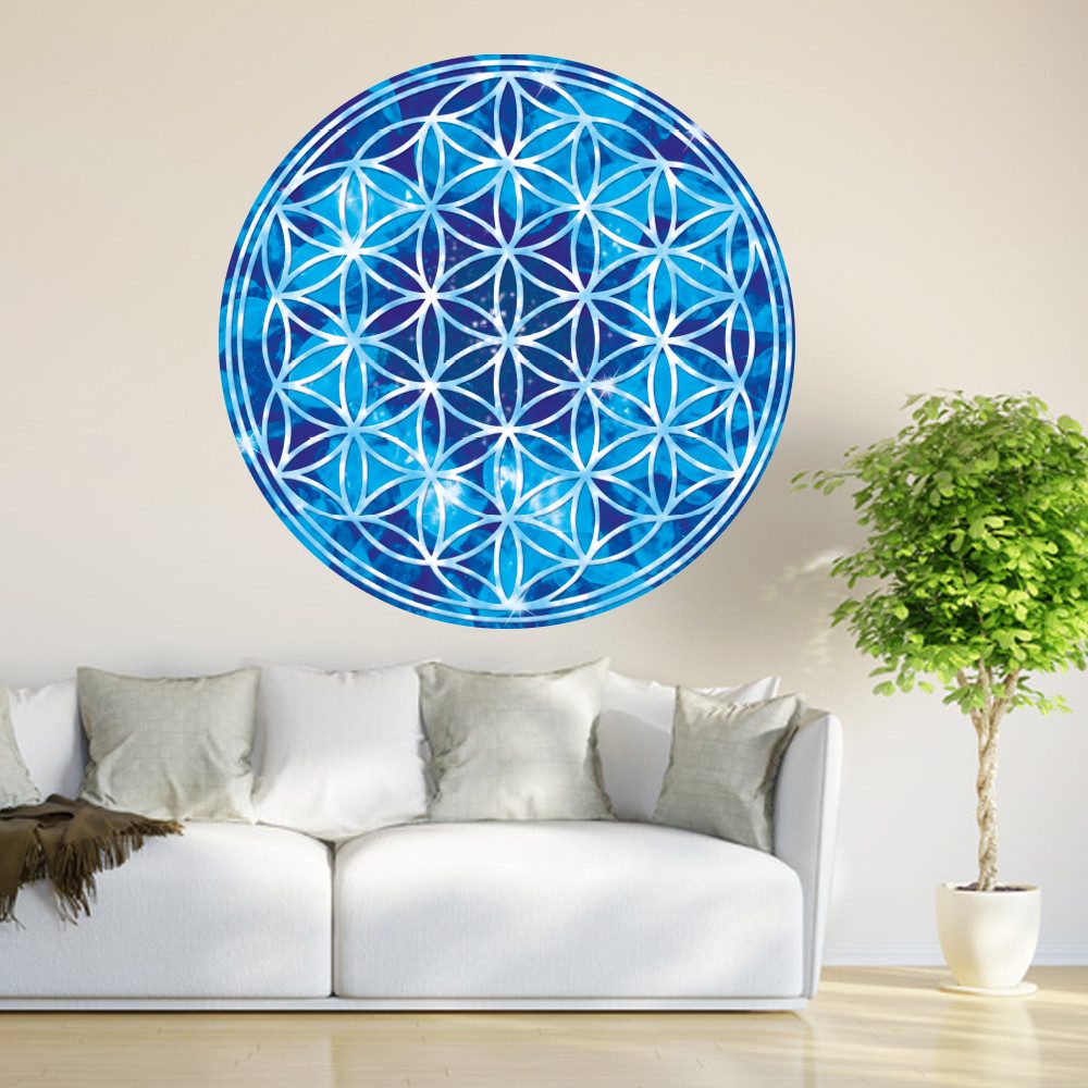 Nomiro Wandtattoo Wandtattoo Blume des Lebens bunt - Dekoration für zu Hause