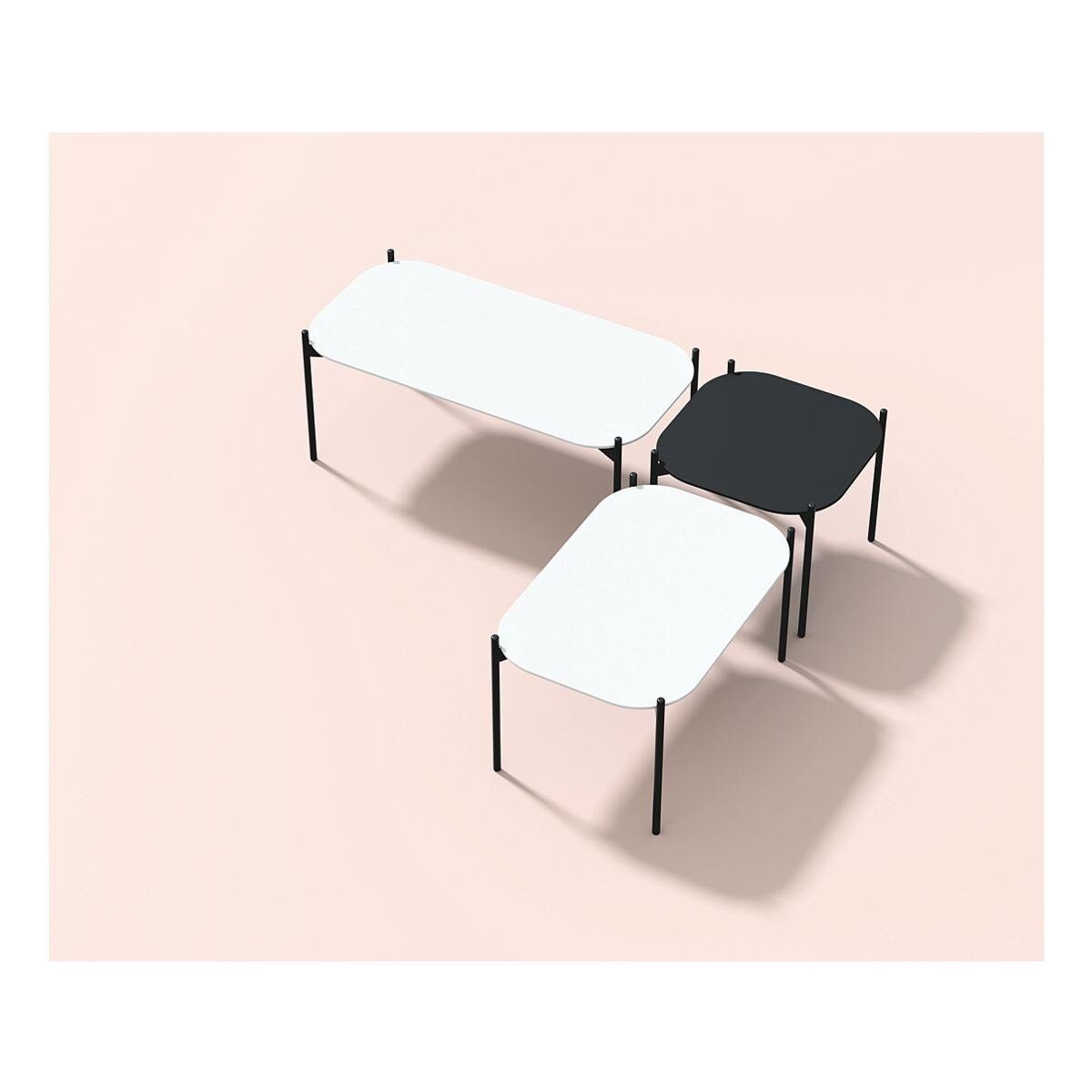 Breite mit PAPERFLOW Tischplatte schwarz/schwarz Beistelltisch 50 Meet, cm, lackierter