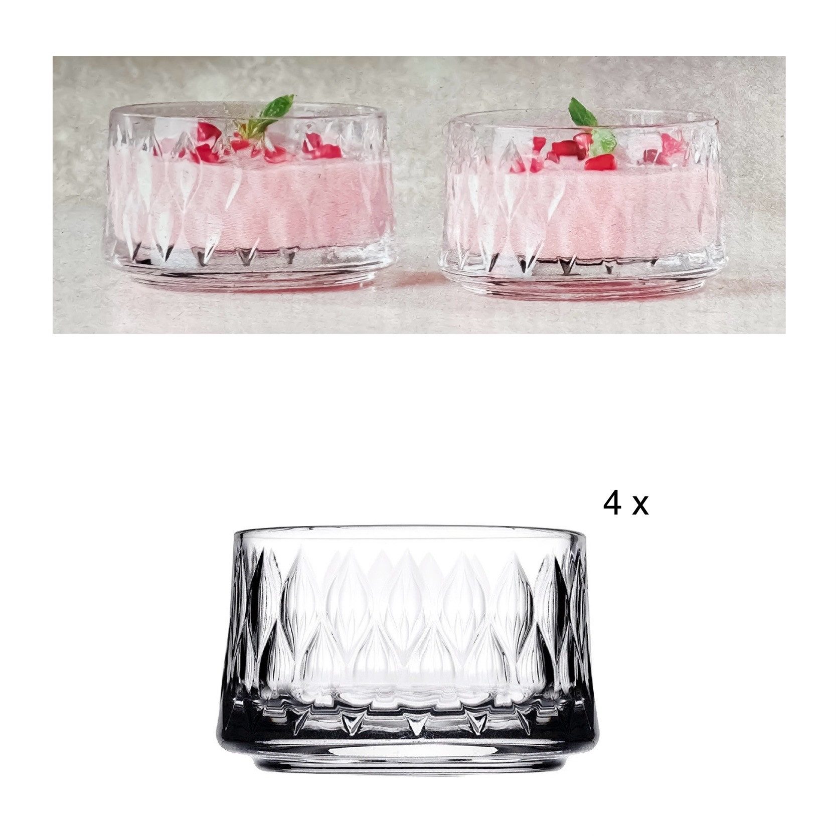 Pasabahce Snackschale 4er Set für stilvolles Servieren 240 ml, Ø 9 cm, (4-tlg)