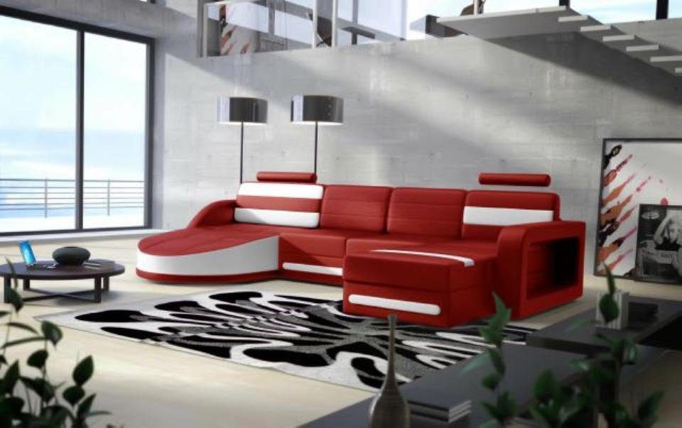 Ecksofa, ECKCOUCH DESIGN WOHNLANDSCHAFT JVmoebel LEDERSOFA ECKSOFA XXL COUCH