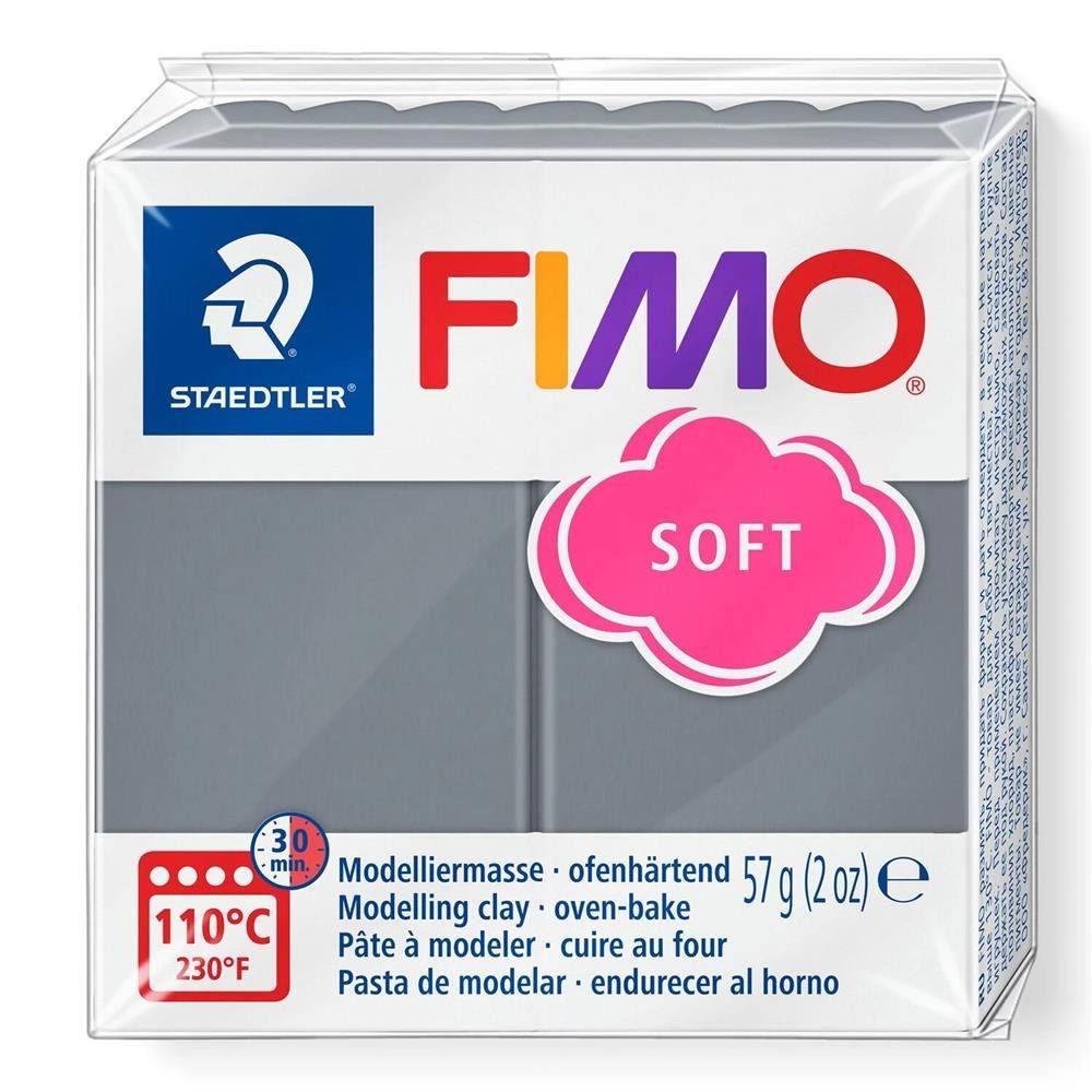 Modelliermasse ofenhärtend FIMO Knete soft 57g stormy Knetmasse STAEDTLER grey, 8020-T80